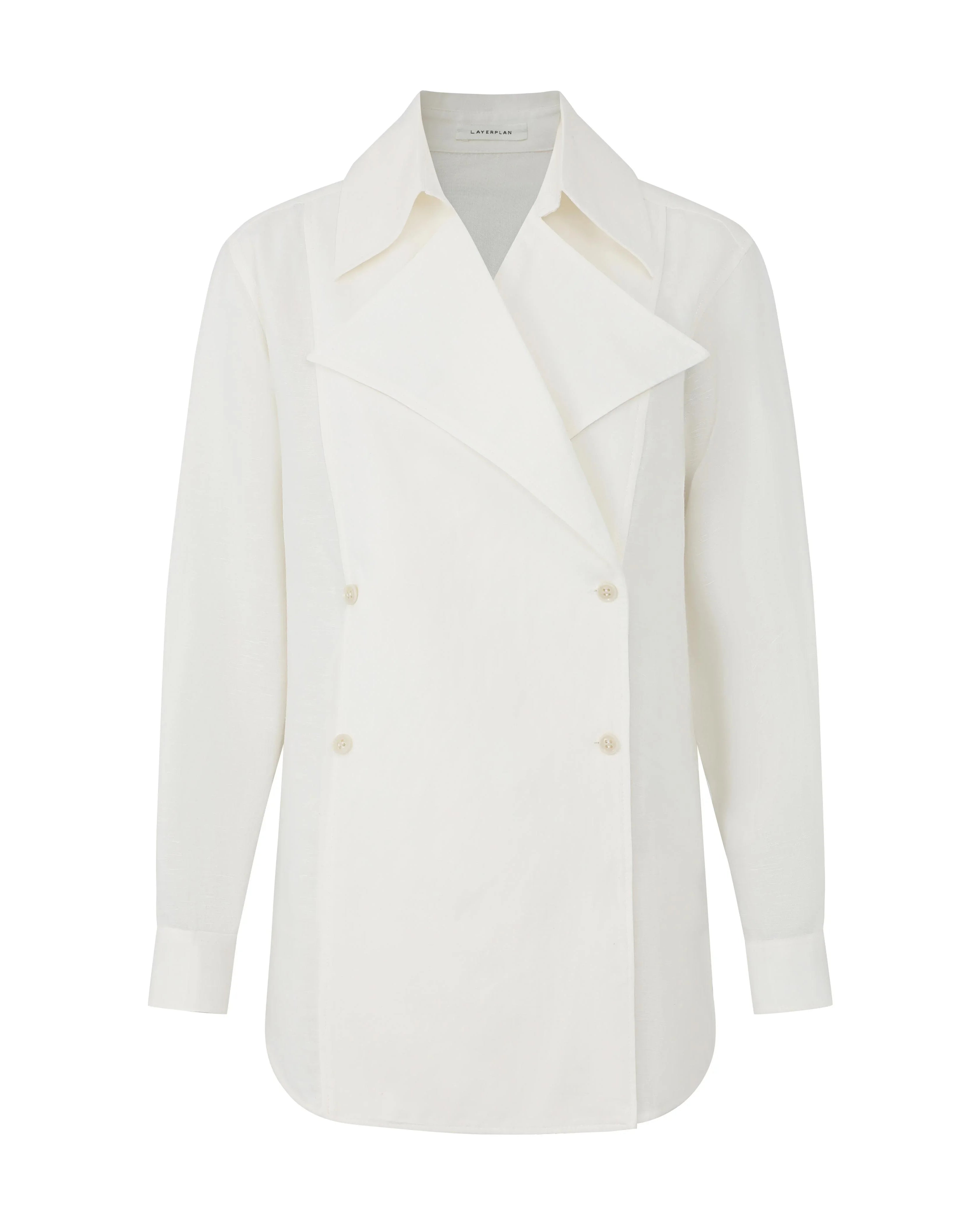 LAYERPLAN | Liora Linen Double-Breasted Shirt Jacket
