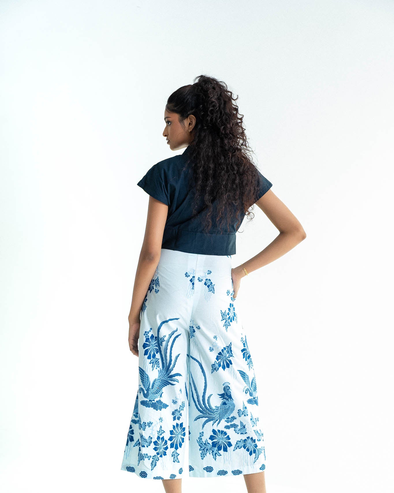 STUDIO GYPSIED | Batik Wide Leg Pants In Merak Porcelain