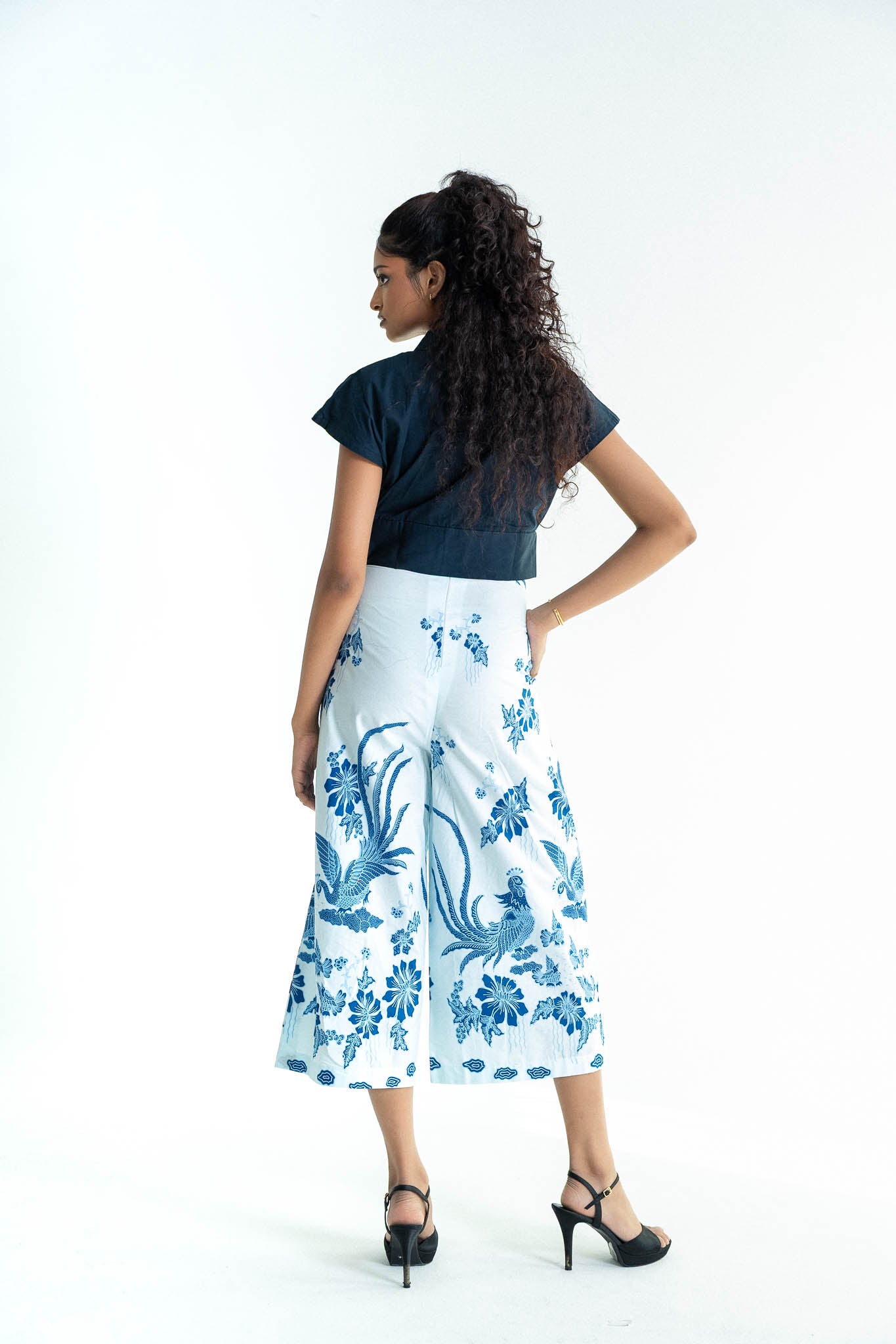 STUDIO GYPSIED | Batik Wide Leg Pants In Merak Porcelain
