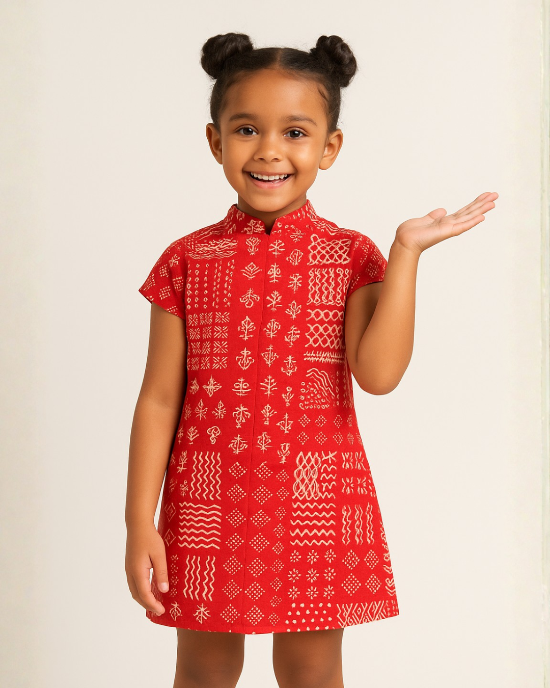 NIMBU | Ember Red Girls Cheongsam Dress