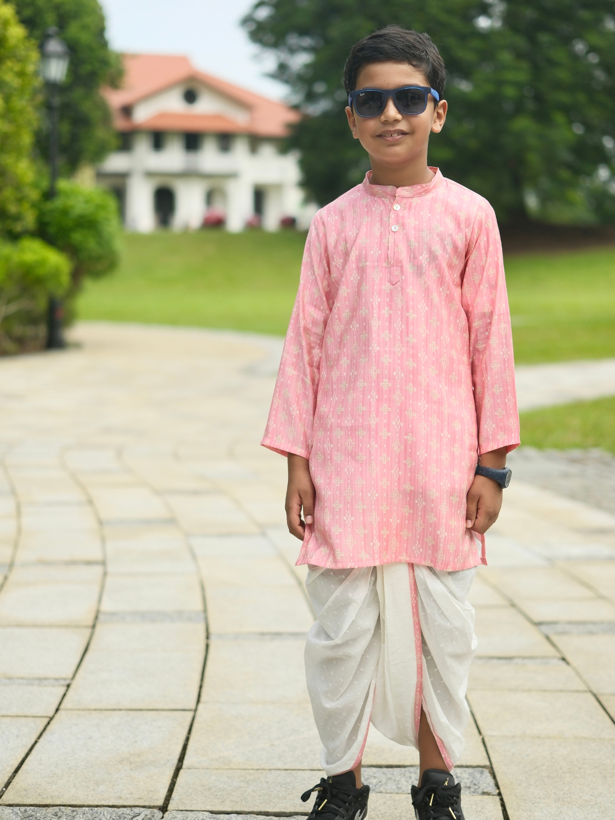 NIMBU | Rooh Pink Boys Kurta Dhoti in Muslin Cotton