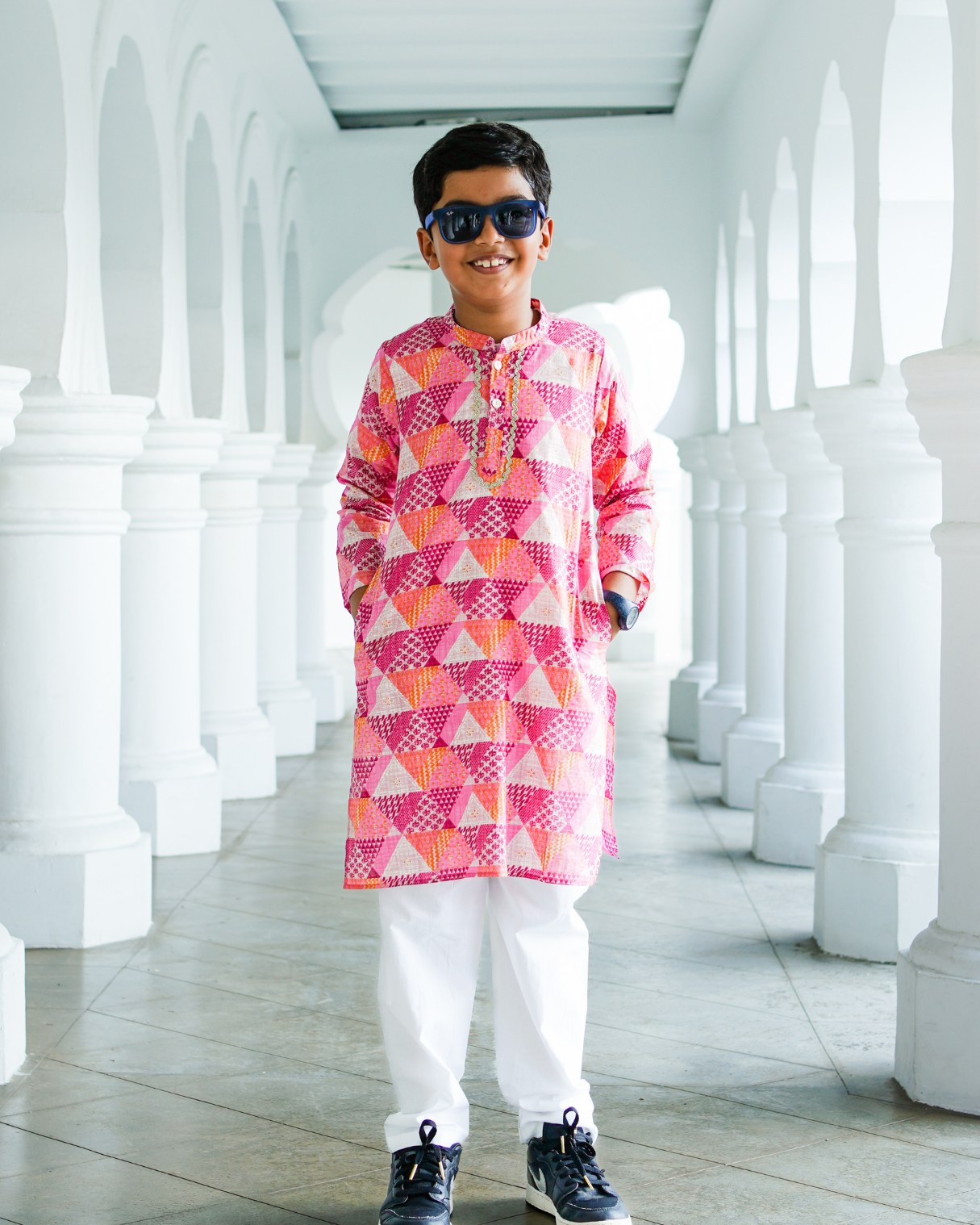 NIMBU | Mehak Pink Boys Kurta Pajama in Muslin Cotton