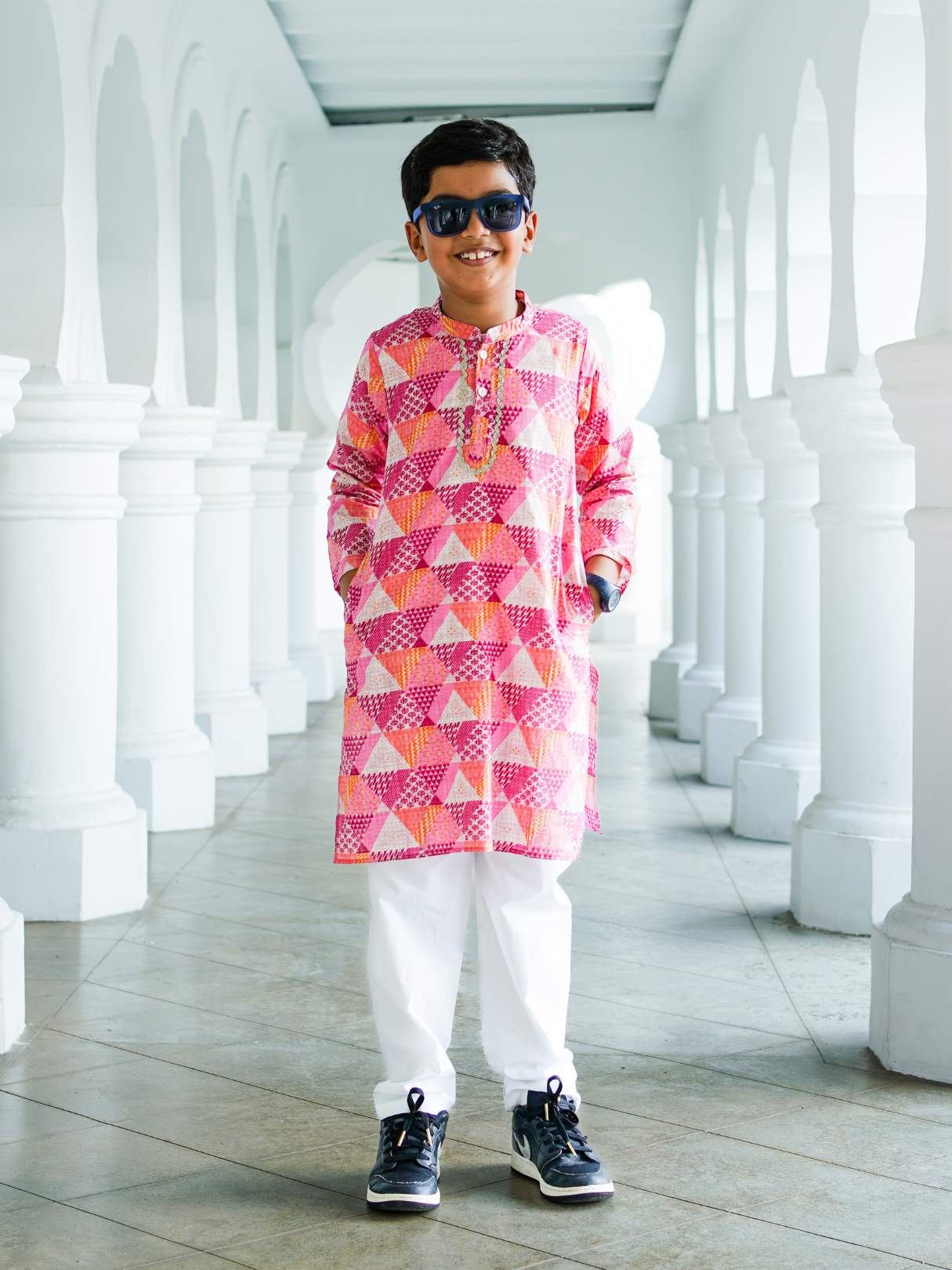 NIMBU | Mehak Pink Boys Kurta Pajama in Muslin Cotton
