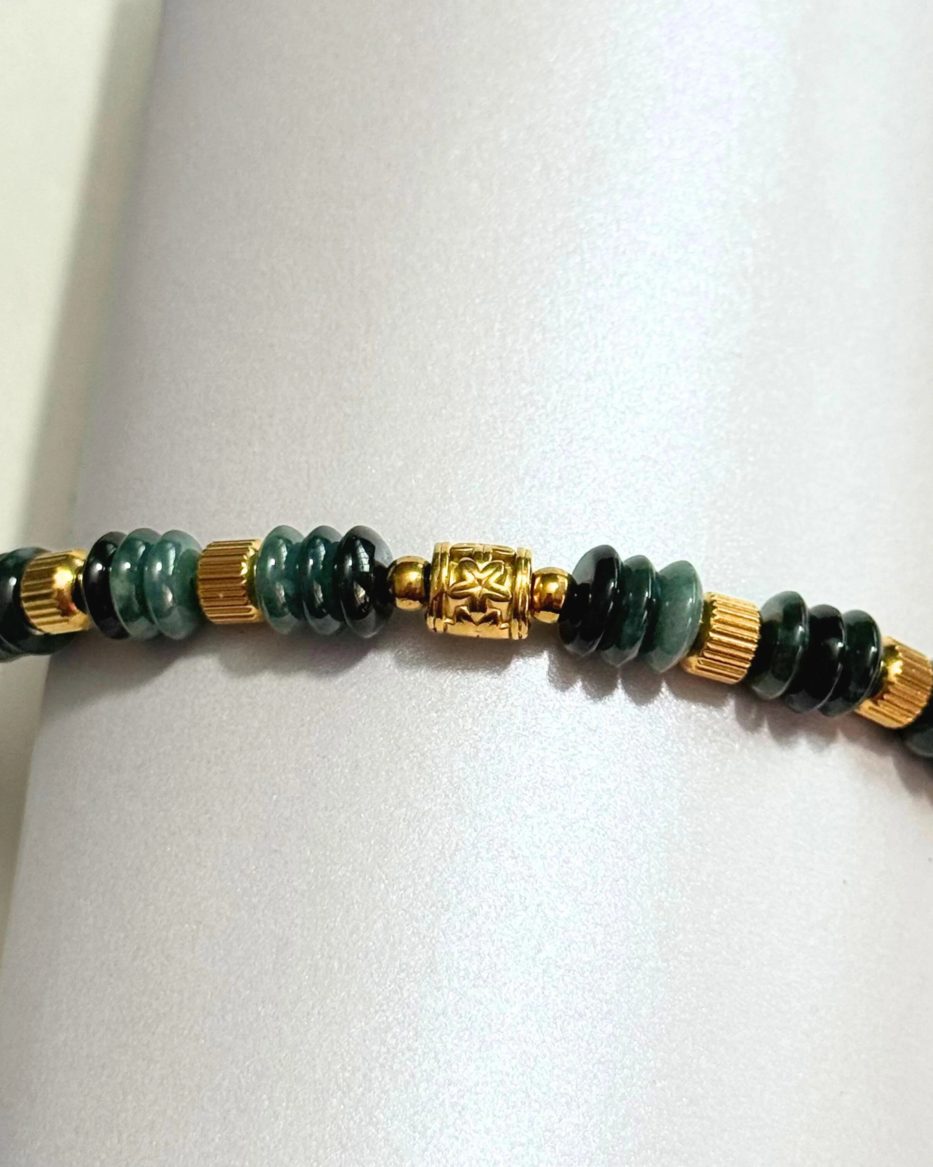THE ANTECEDENT STORE | B - Dark Green Disc Burmese Jade Bracelet