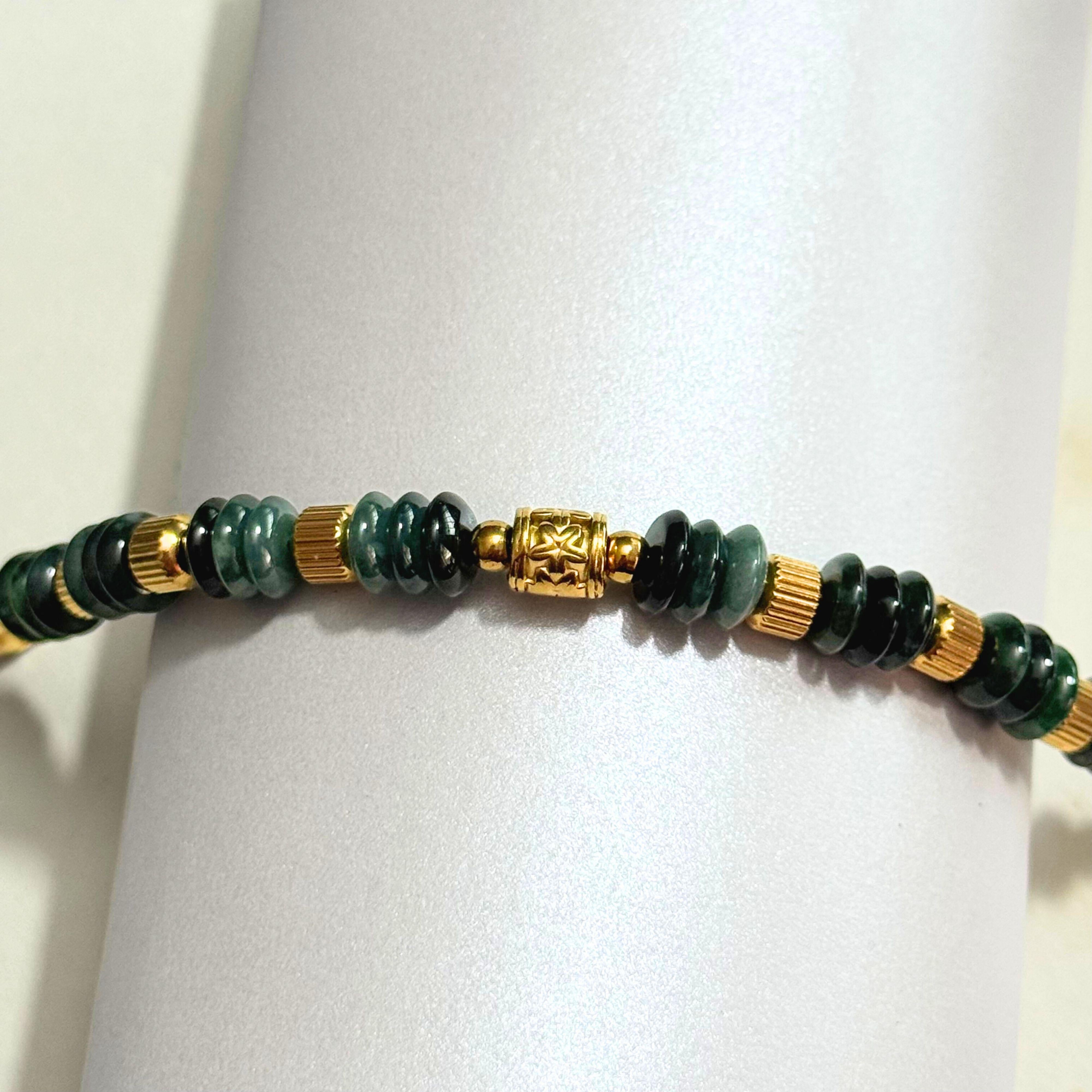 THE ANTECEDENT STORE | B - Dark Green Disc Burmese Jade Bracelet