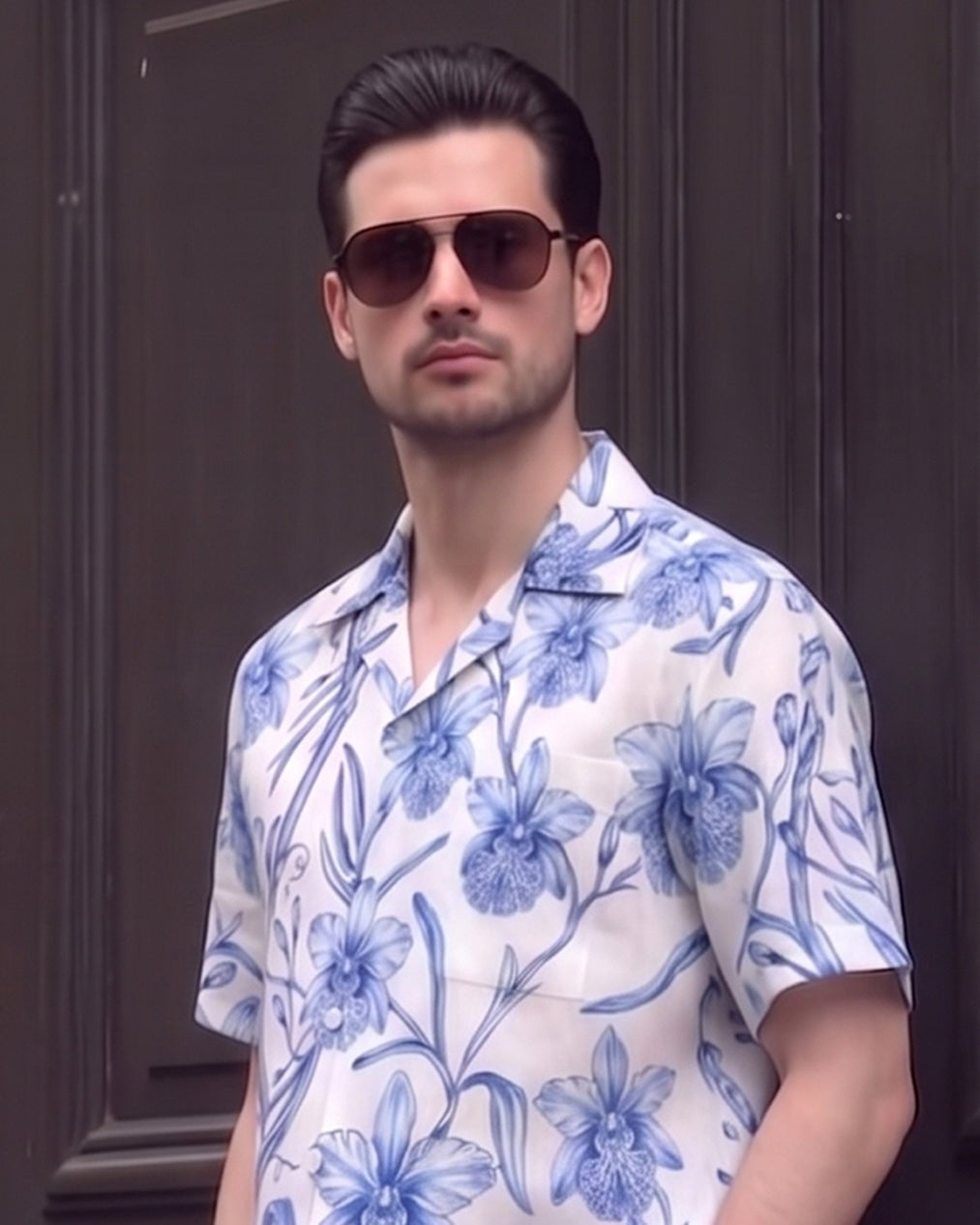 KANZI COLLECTION | Blue Orchid Print Shirt