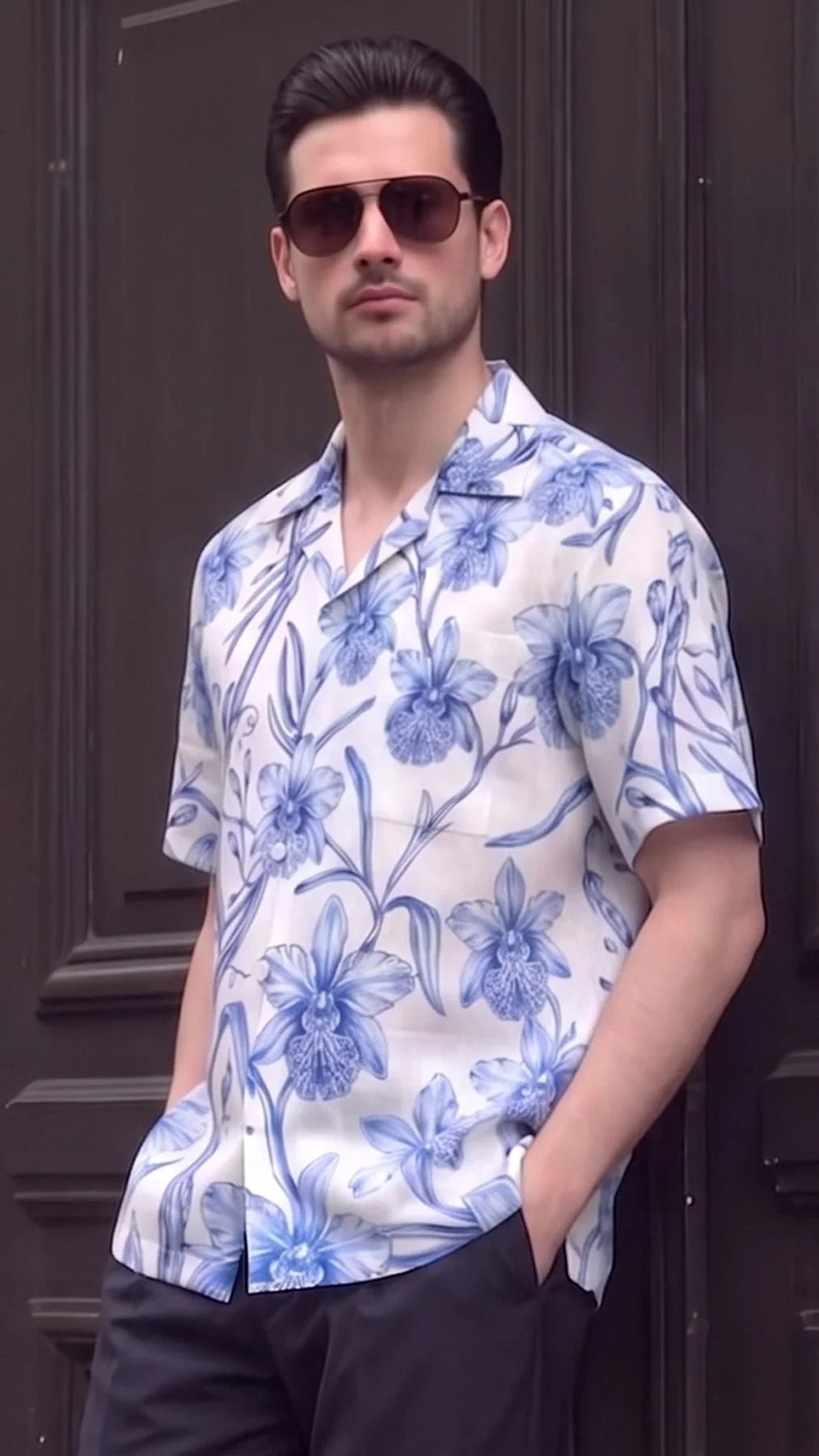 KANZI COLLECTION | Blue Orchid Print Shirt