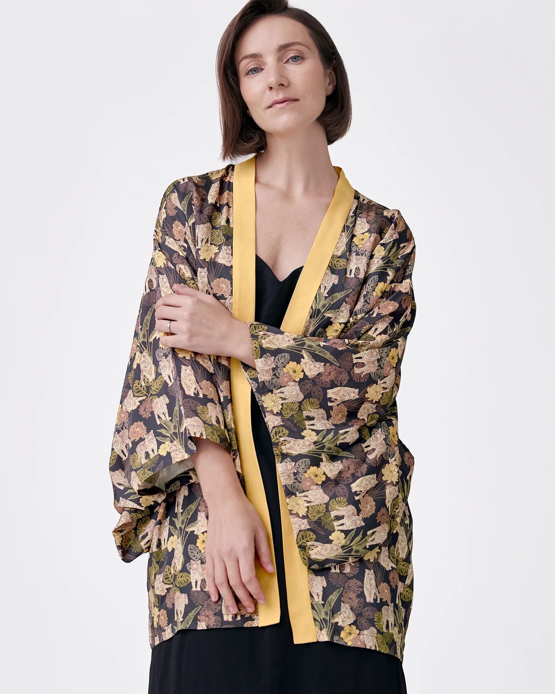 STUDIO QILING | Tiger Autumn Silk Blend Kimono