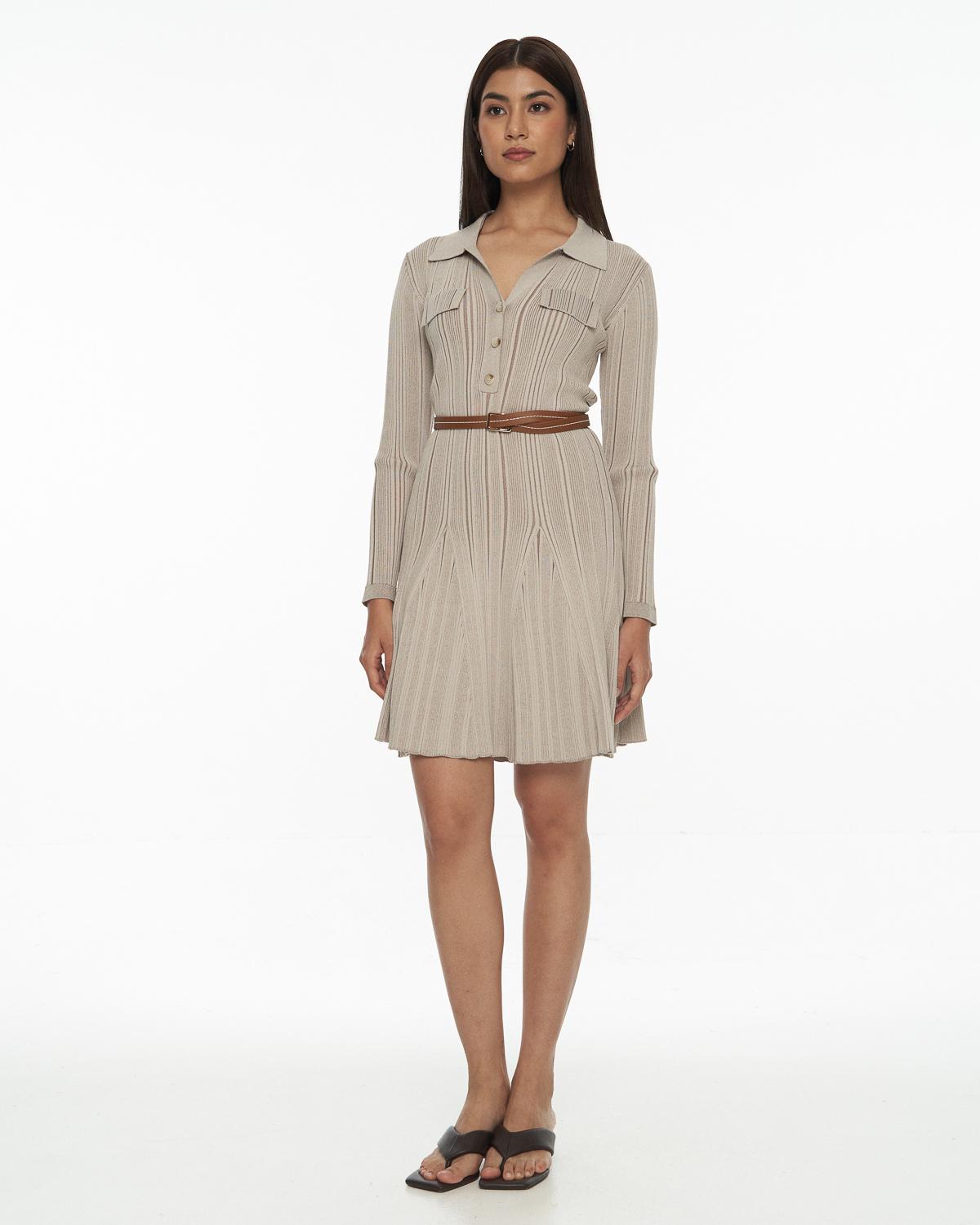 DRESSINGPAULA | 2-Toned Ribbed-Knit Dress