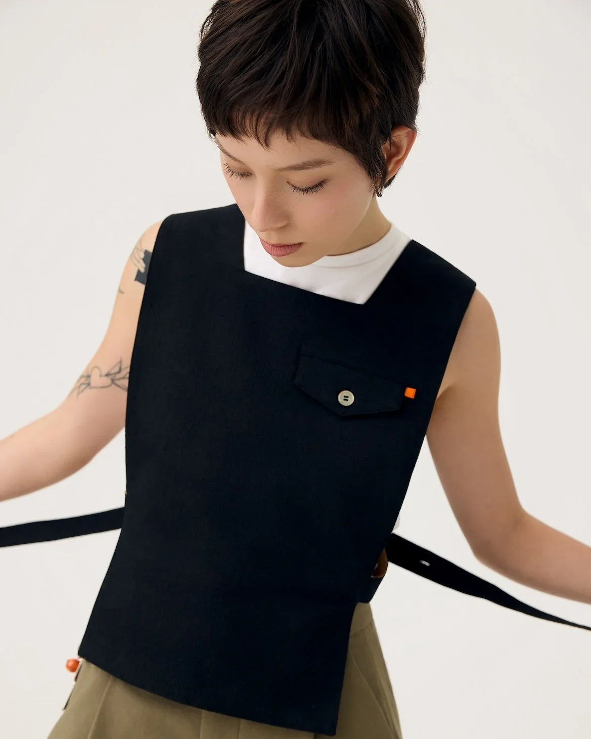 3EIGHTH | GYAKU 2-Way Reversible Vest in Black & Caramel