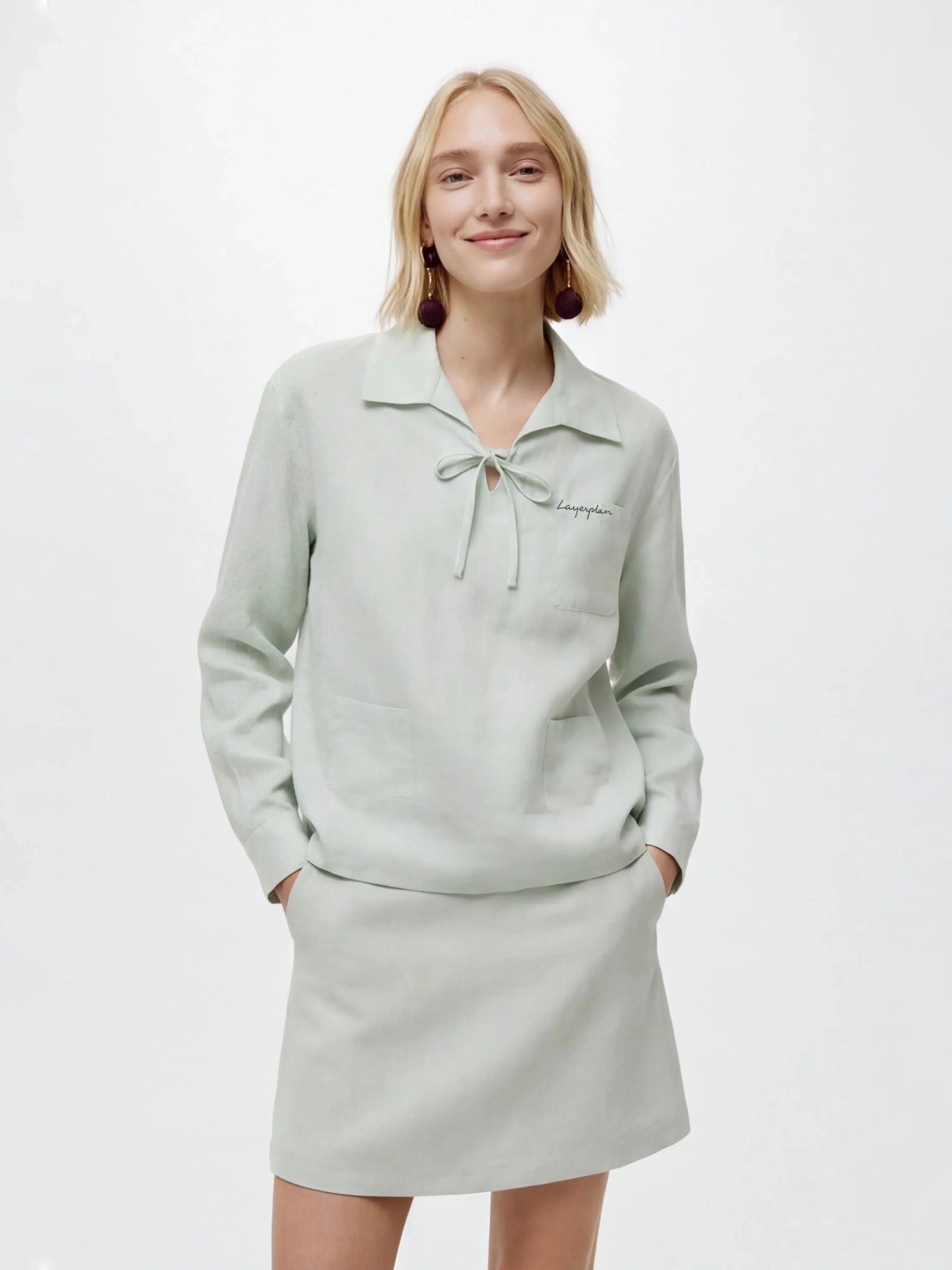 LAYERPLAN | Colette Embroidered Bow Blouse