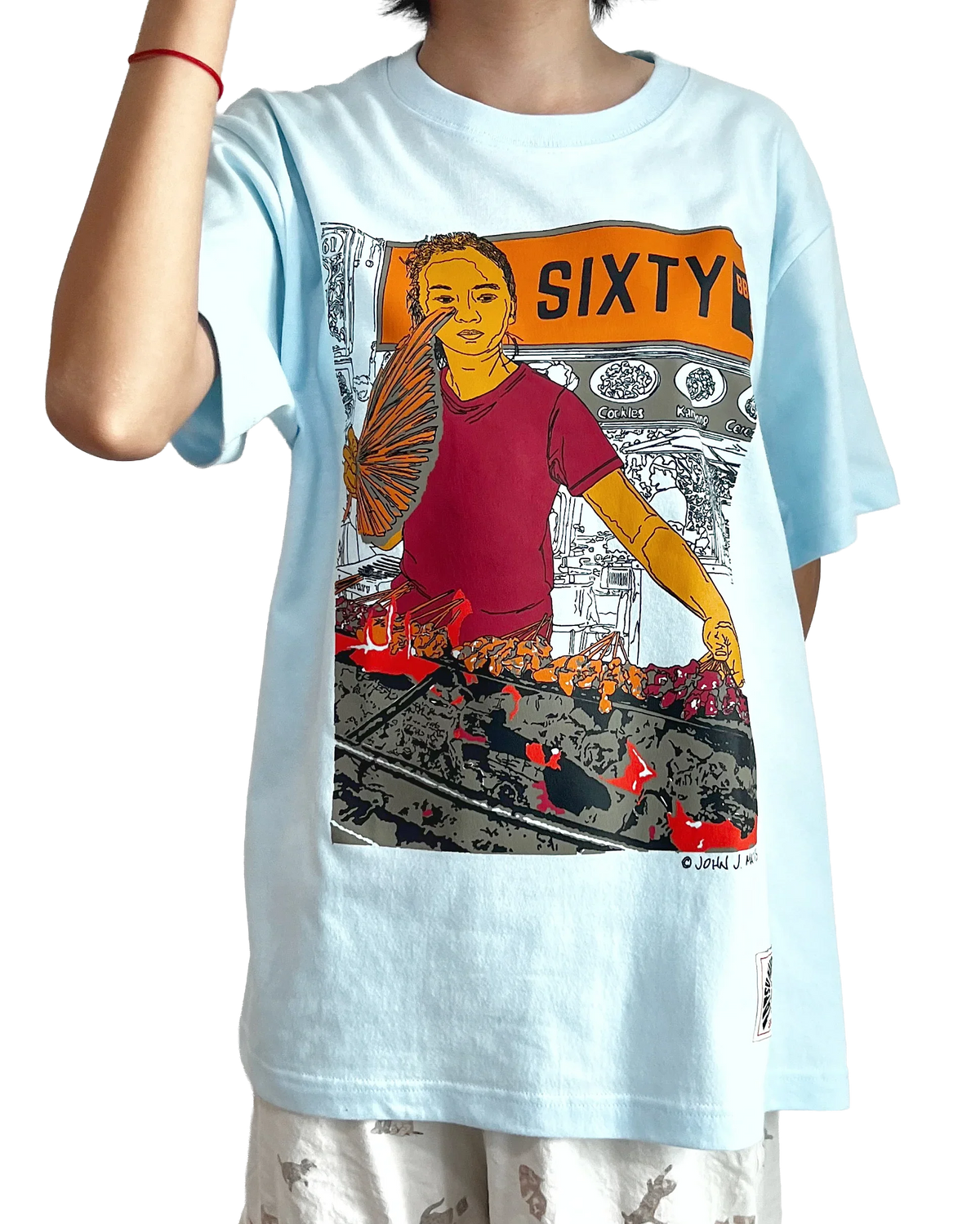 TATSU MAKER WORKS | SIXTY BBQ Satay T-Shirt | Light Blue