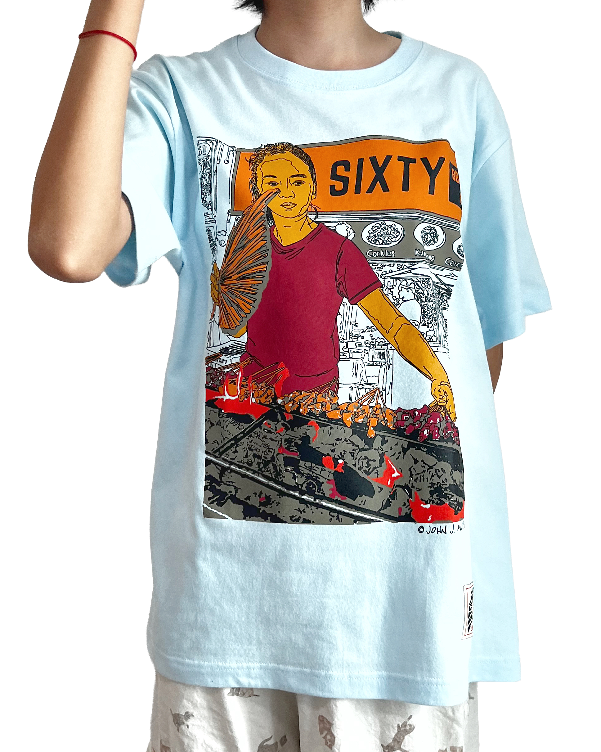 TATSU MAKER WORKS | SIXTY BBQ Satay T-Shirt | Light Blue