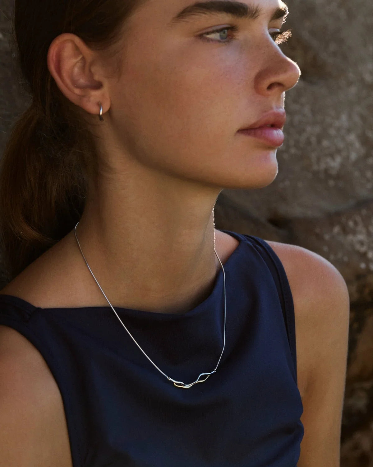 RINA LEE | Flow Mixed Metal Sculptural Necklace