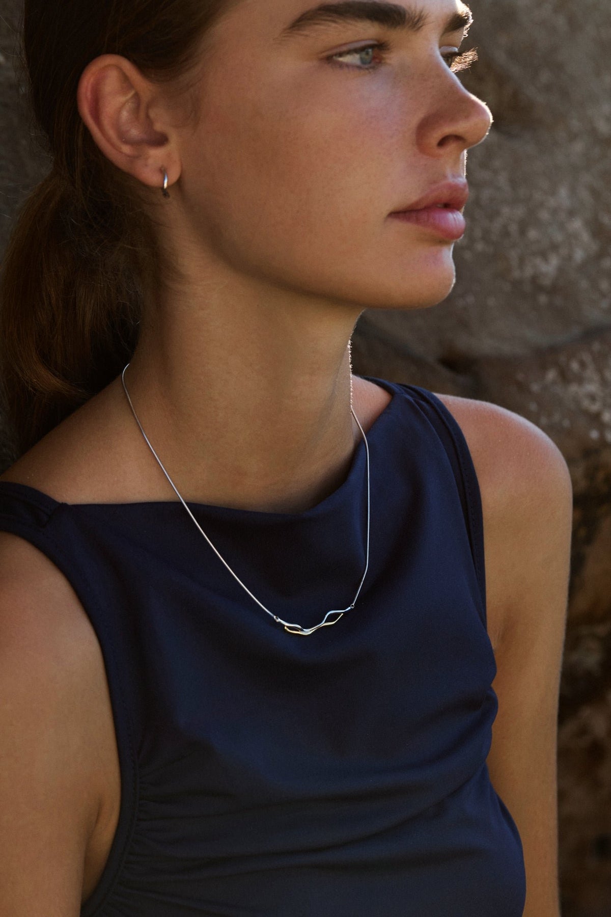 RINA LEE | Flow Mixed Metal Sculptural Necklace