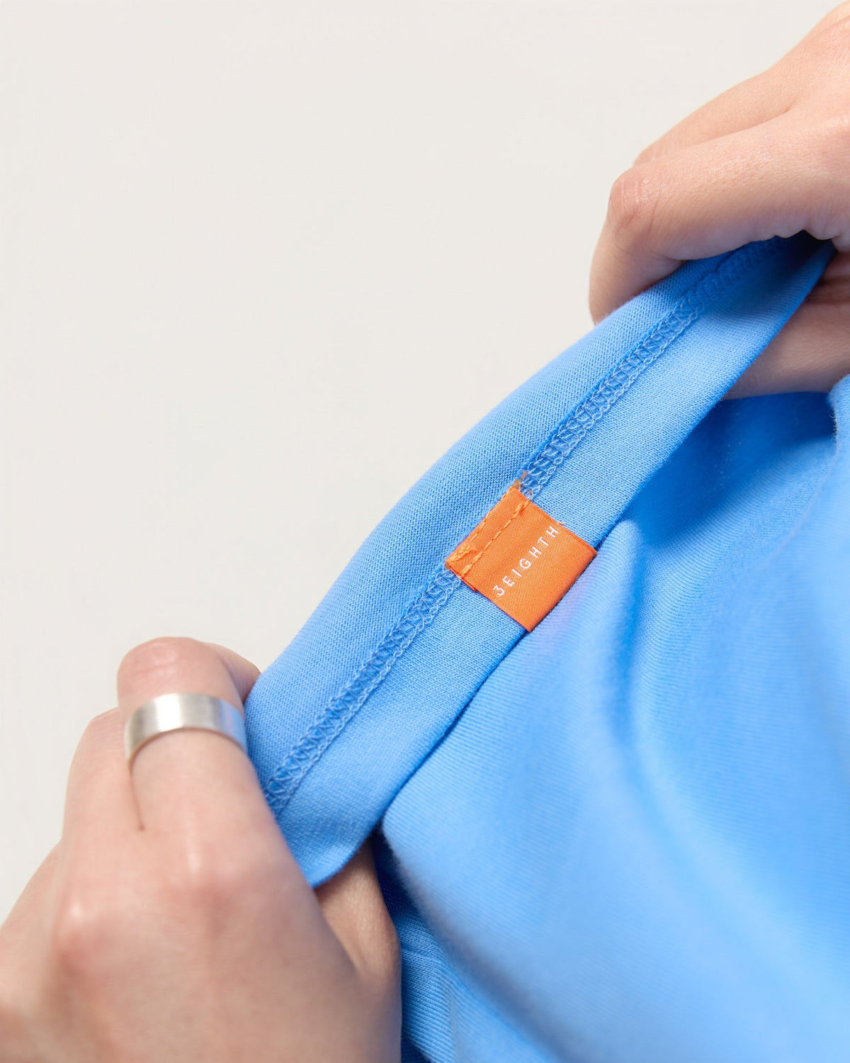 3EIGHTH | Mock Neck Tee in Azure Blue