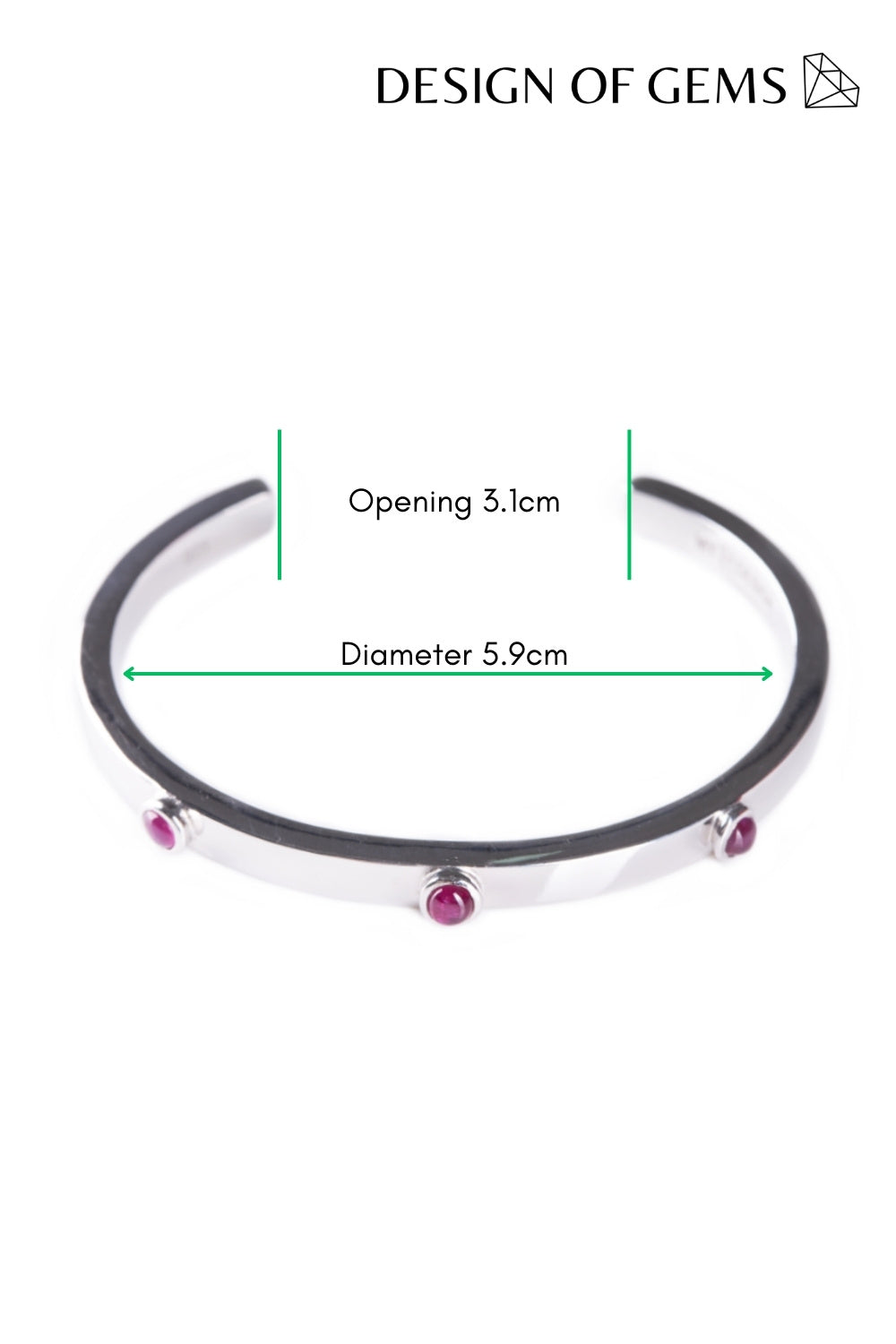 CREATIVE JEWELLERY STUDIO | Burmese Pigeon Blood Red Ruby, Rhodium Plated Silver Cuff by Design of Gems
