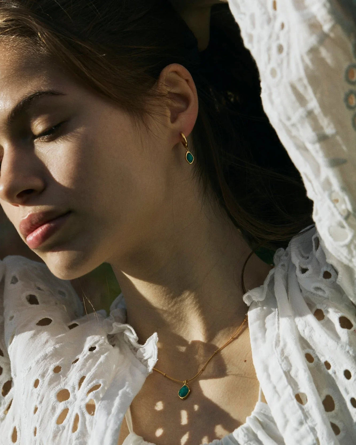 RINA LEE | Courage Amazonite Hoop Dangle Earrings