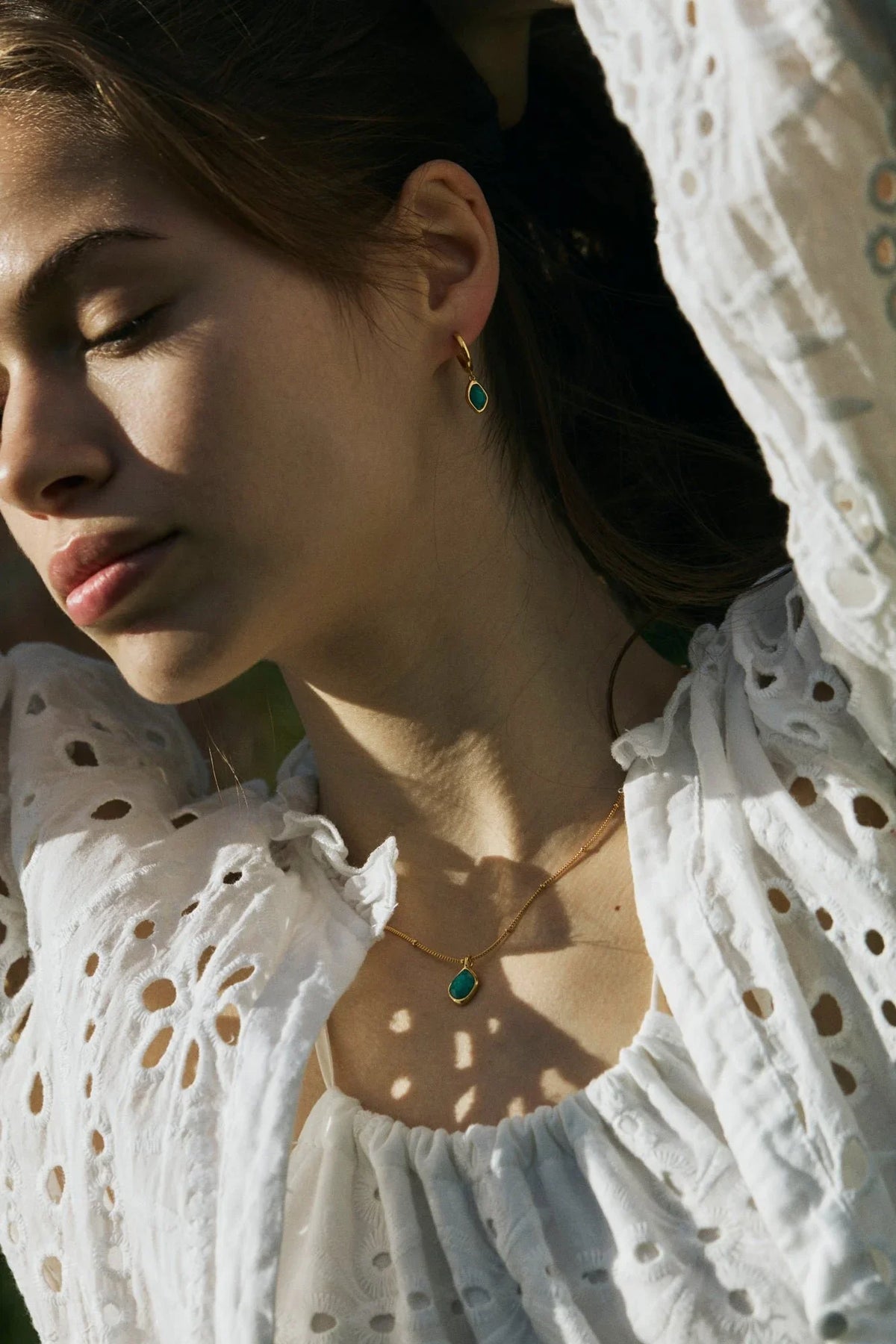 RINA LEE | Courage Amazonite Hoop Dangle Earrings
