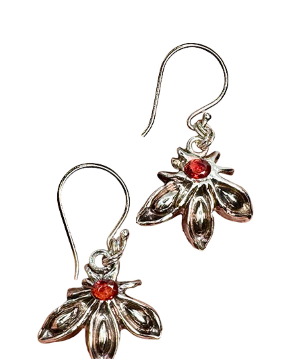 CREATIVE JEWELLERY STUDIO | Orange Sapphire, Silver Star Anise Earrings by Annyun