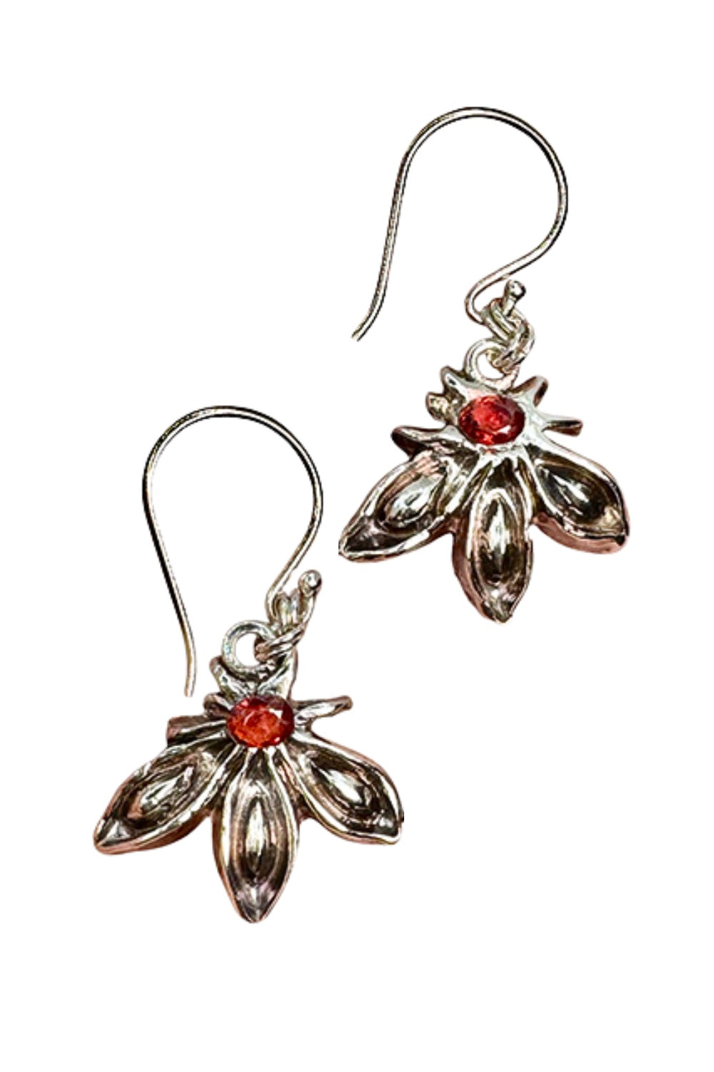 CREATIVE JEWELLERY STUDIO | Orange Sapphire, Silver Star Anise Earrings by Annyun