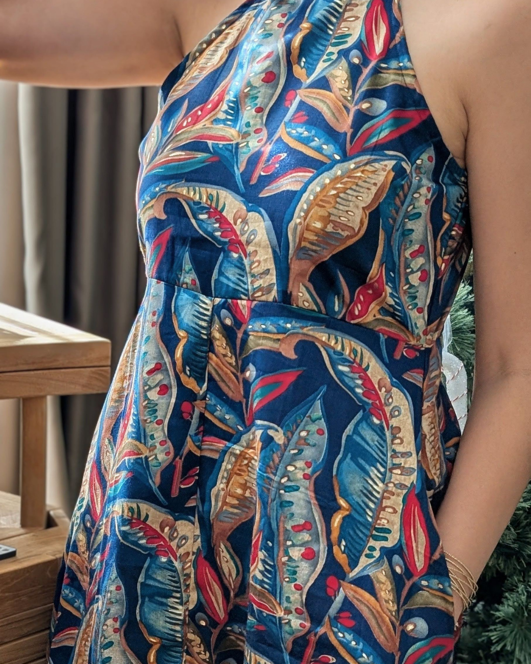 NIMBU | Eden Skyfall Women's Short Halter in Midnight Blue in Muslin Cotton