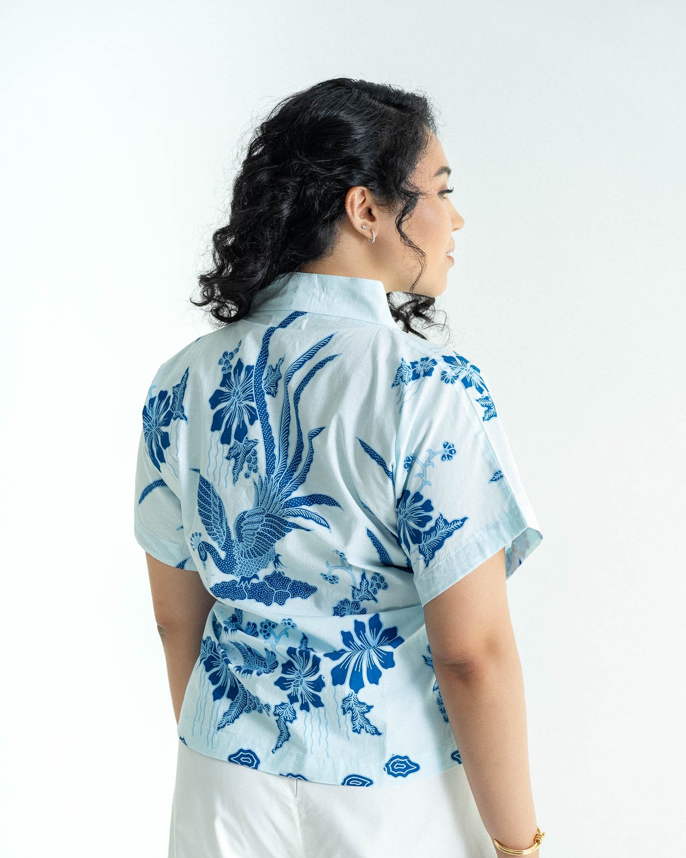 STUDIO GYPSIED | Batik Wrap Blouse In Merak Porcelain