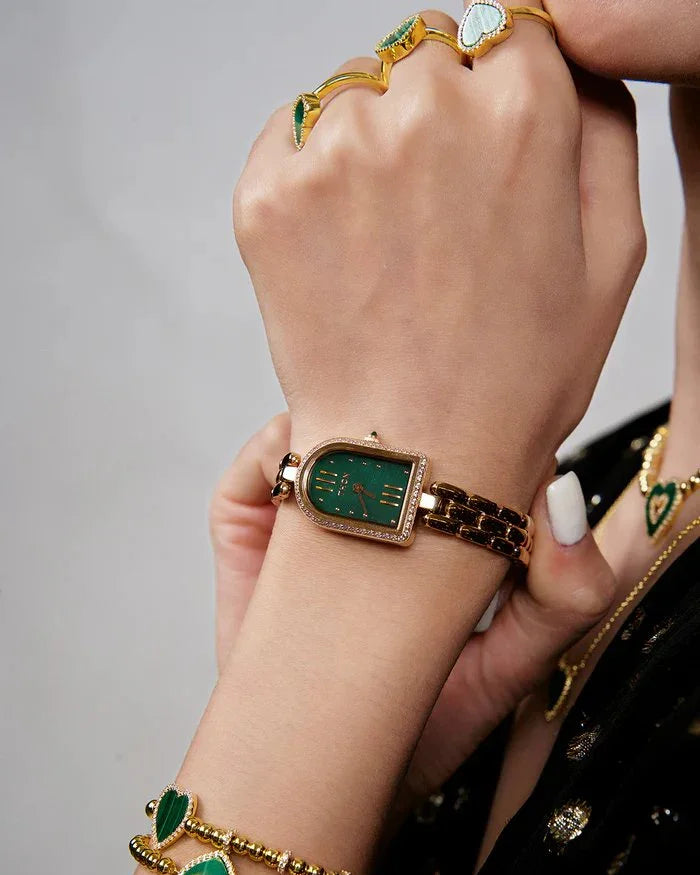 BLACK BY BLUE BRAVE | THCN N· II Green Mother-of-Pearl Rose Gold Bracelet Watch