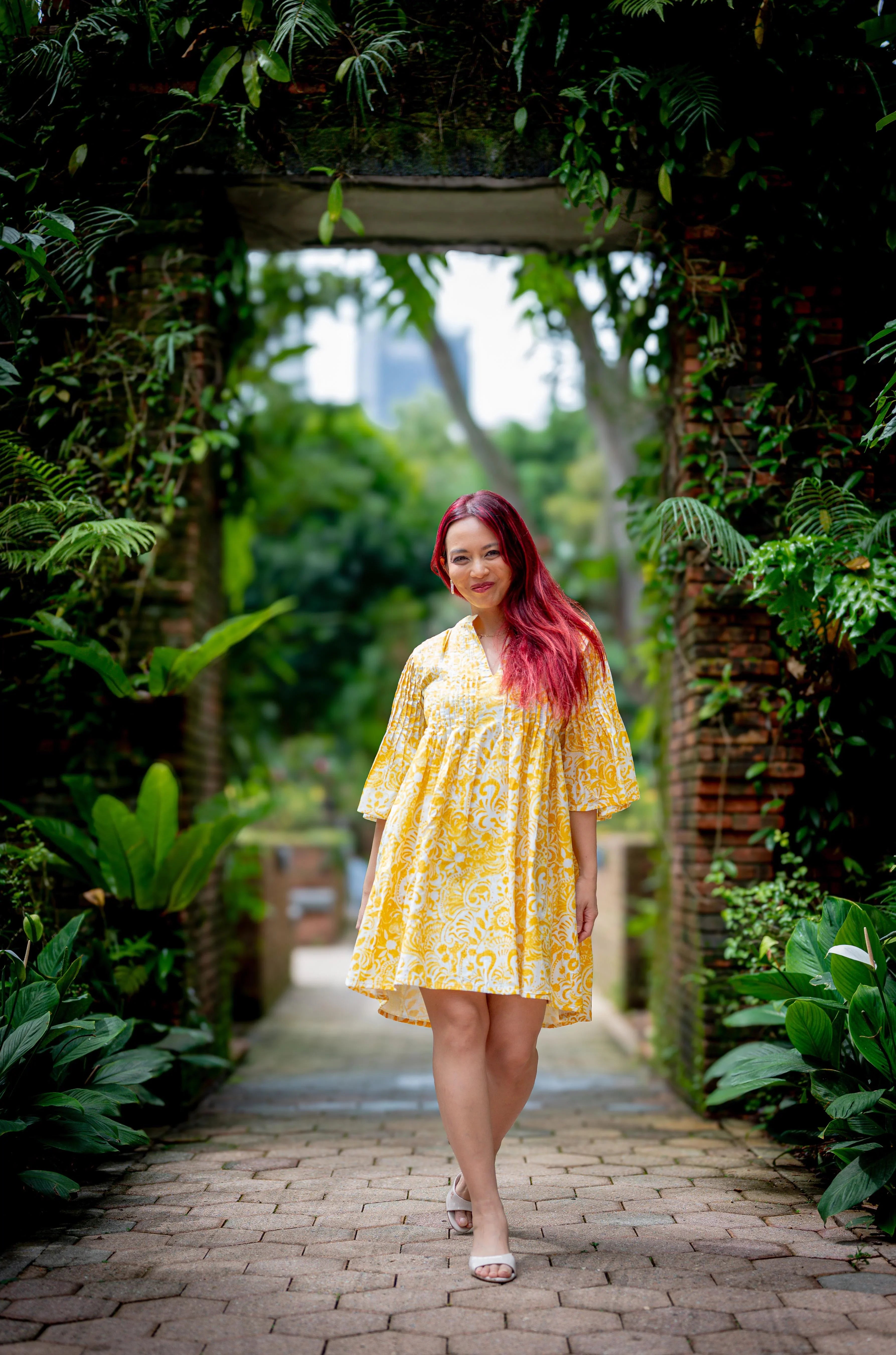 NIMBU | Kyra Breezy Womens Pintuck Dress in Nimbu Yellow