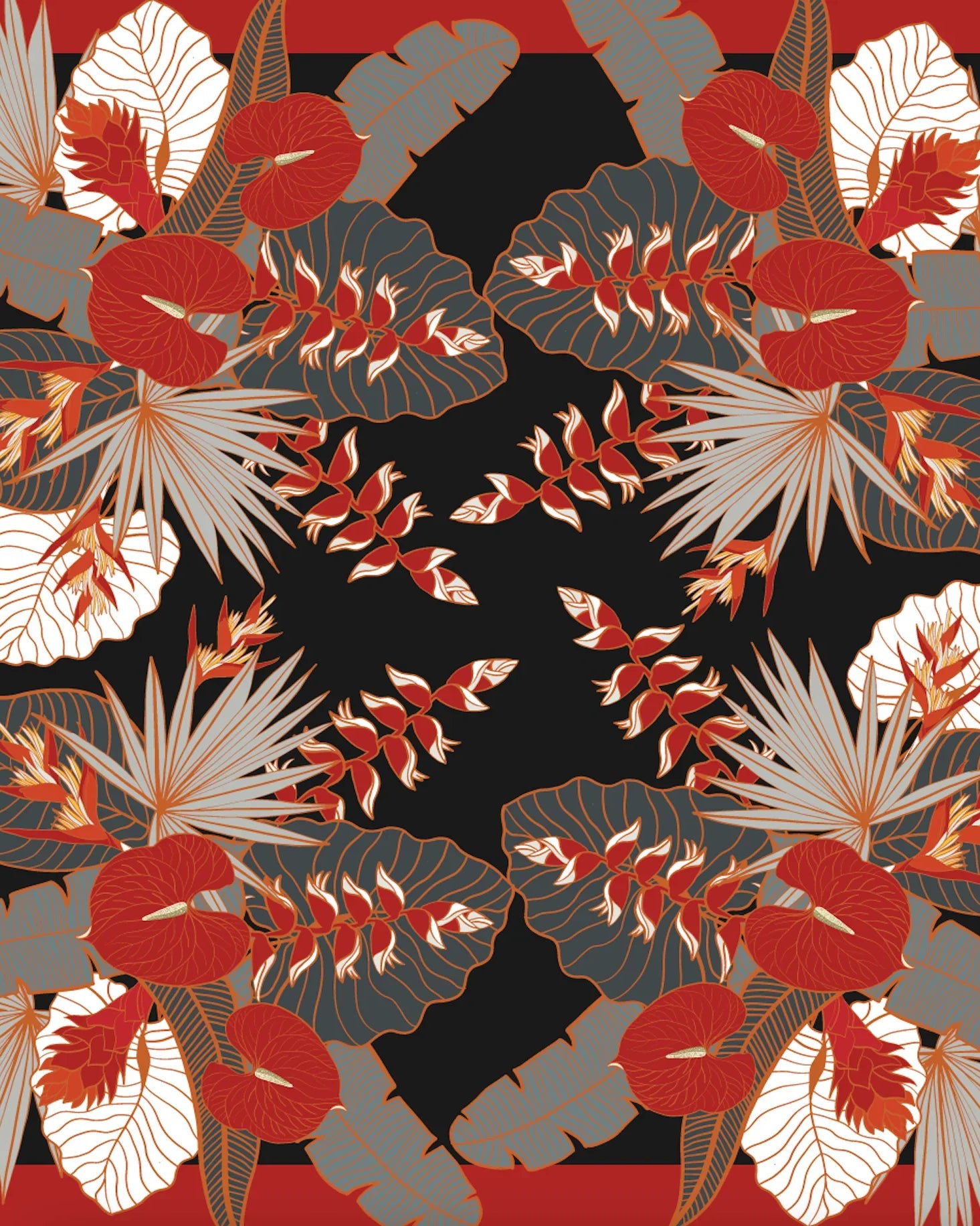 BINARY STYLE | Tropical Party Silk Scarf
