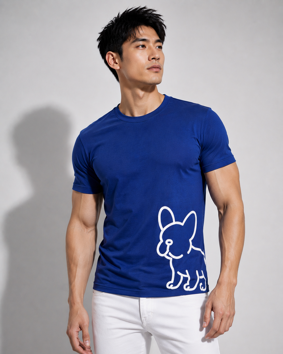 WRLD | BIG FRENCHIE ROUND NECK TEE | BLUE