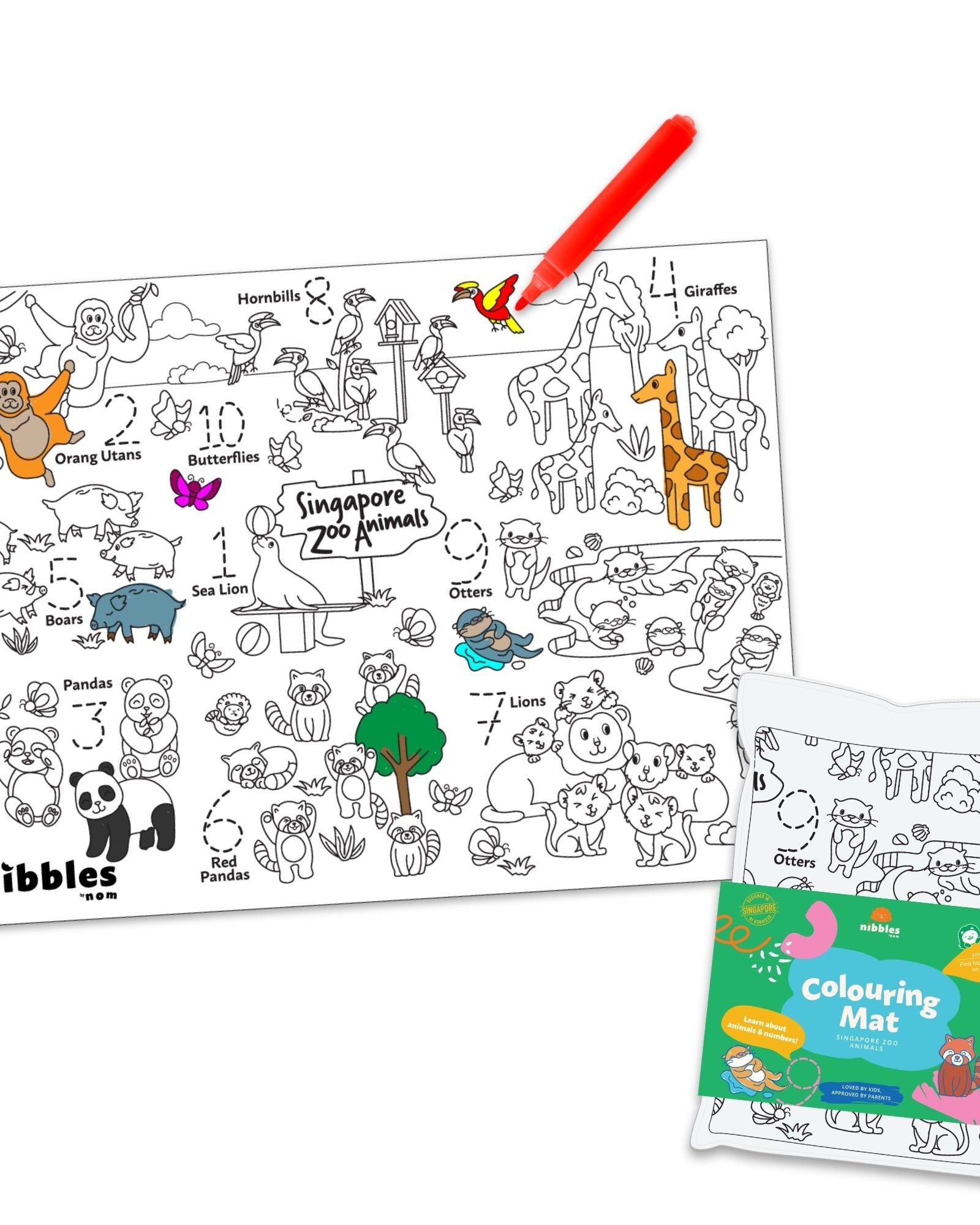 NOM | Nibbles by Nom SG Zoo Silicone Colouring Mat