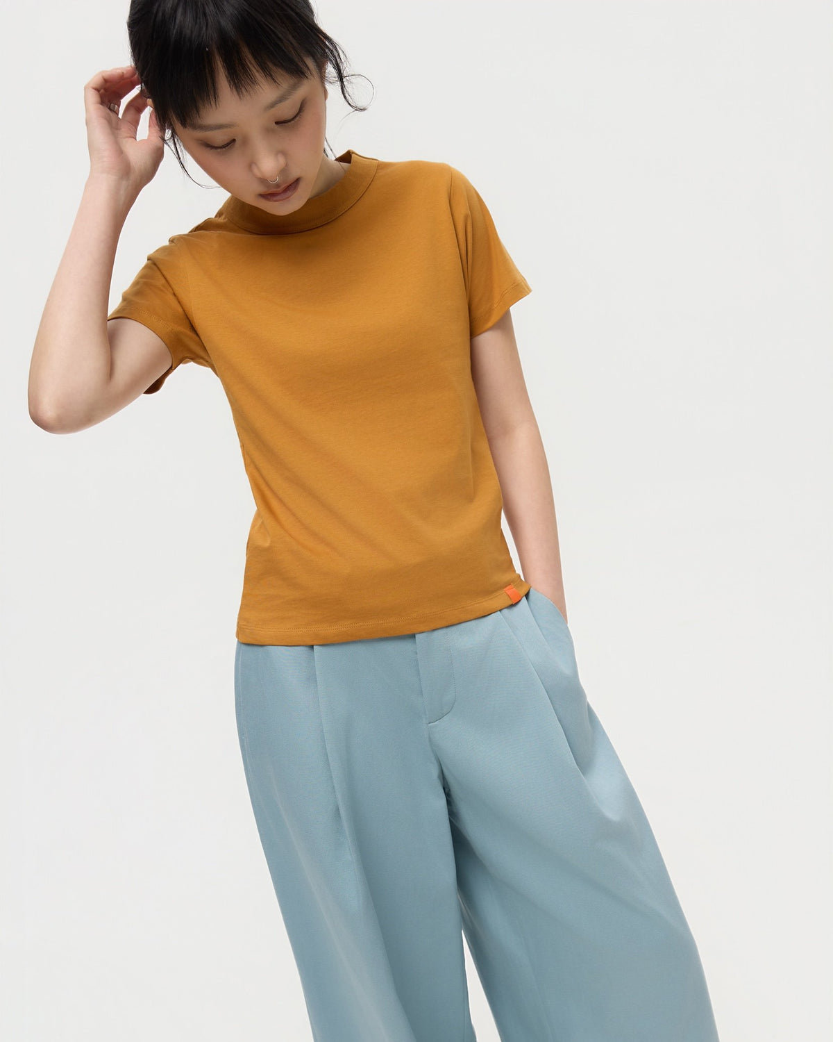 3EIGHTH | Mock Neck Tee in Caramel
