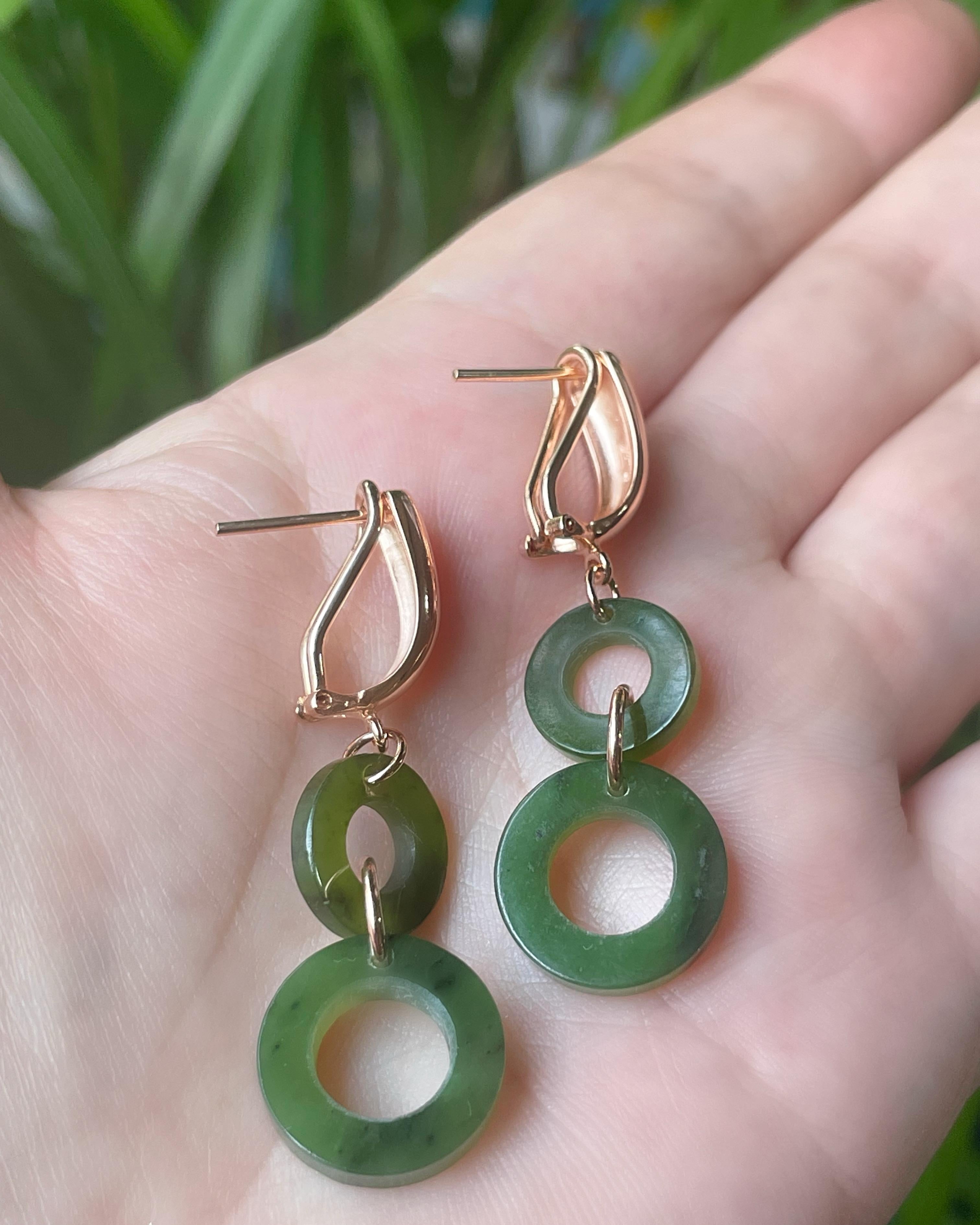MARILYN TAN JEWELLERY | Nephrite Green Jade Lucky 8 Clip and Post Earrings