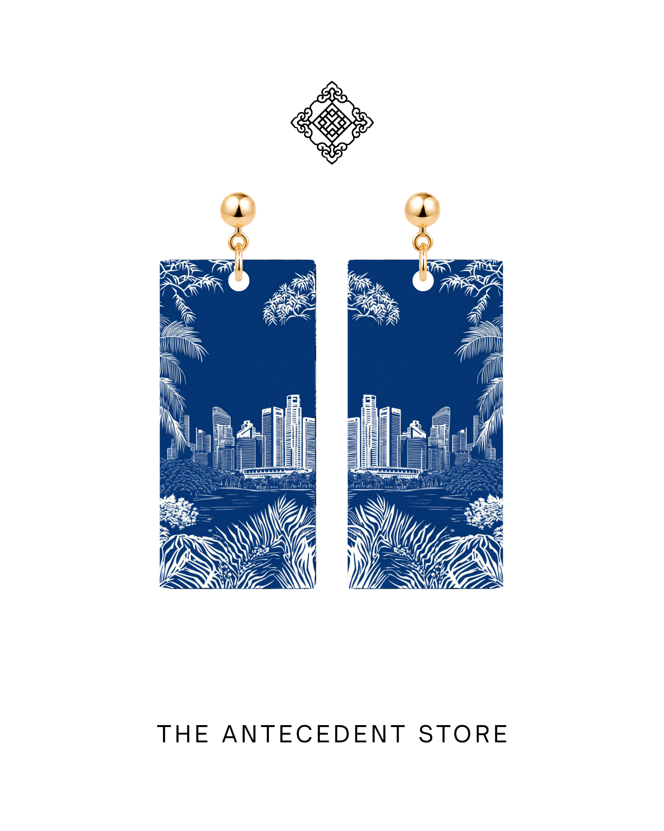 THE ANTECEDENT STORE | Metropolis Singapore Skyline Earrings In Blue