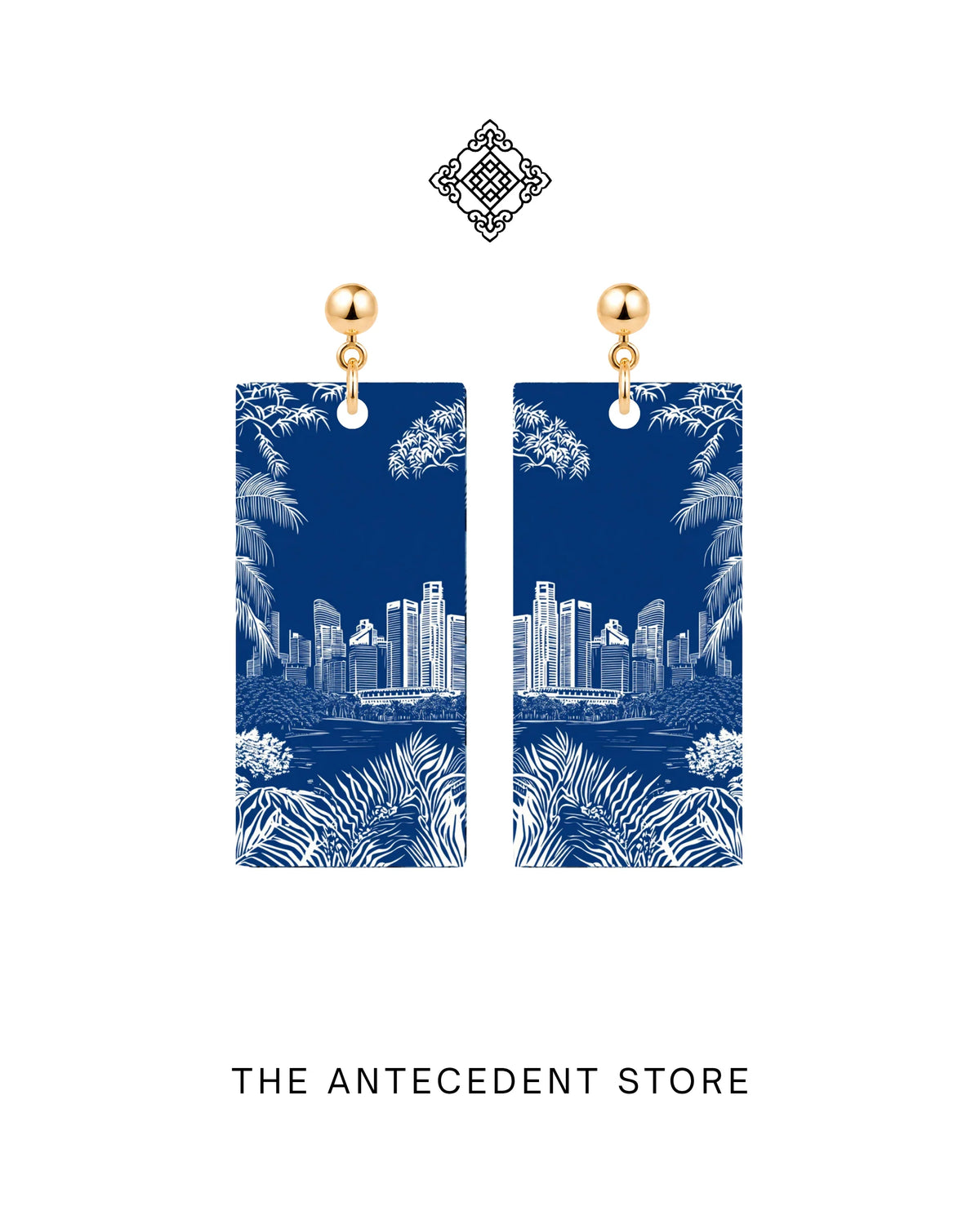 THE ANTECEDENT STORE | Metropolis Singapore Skyline Earrings In Blue