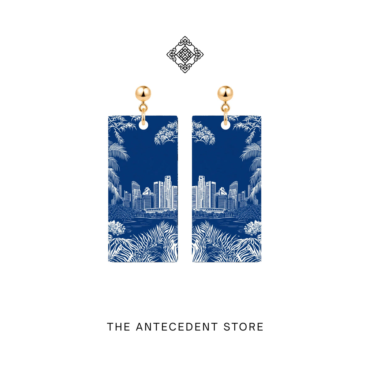 THE ANTECEDENT STORE | Metropolis Singapore Skyline Earrings In Blue
