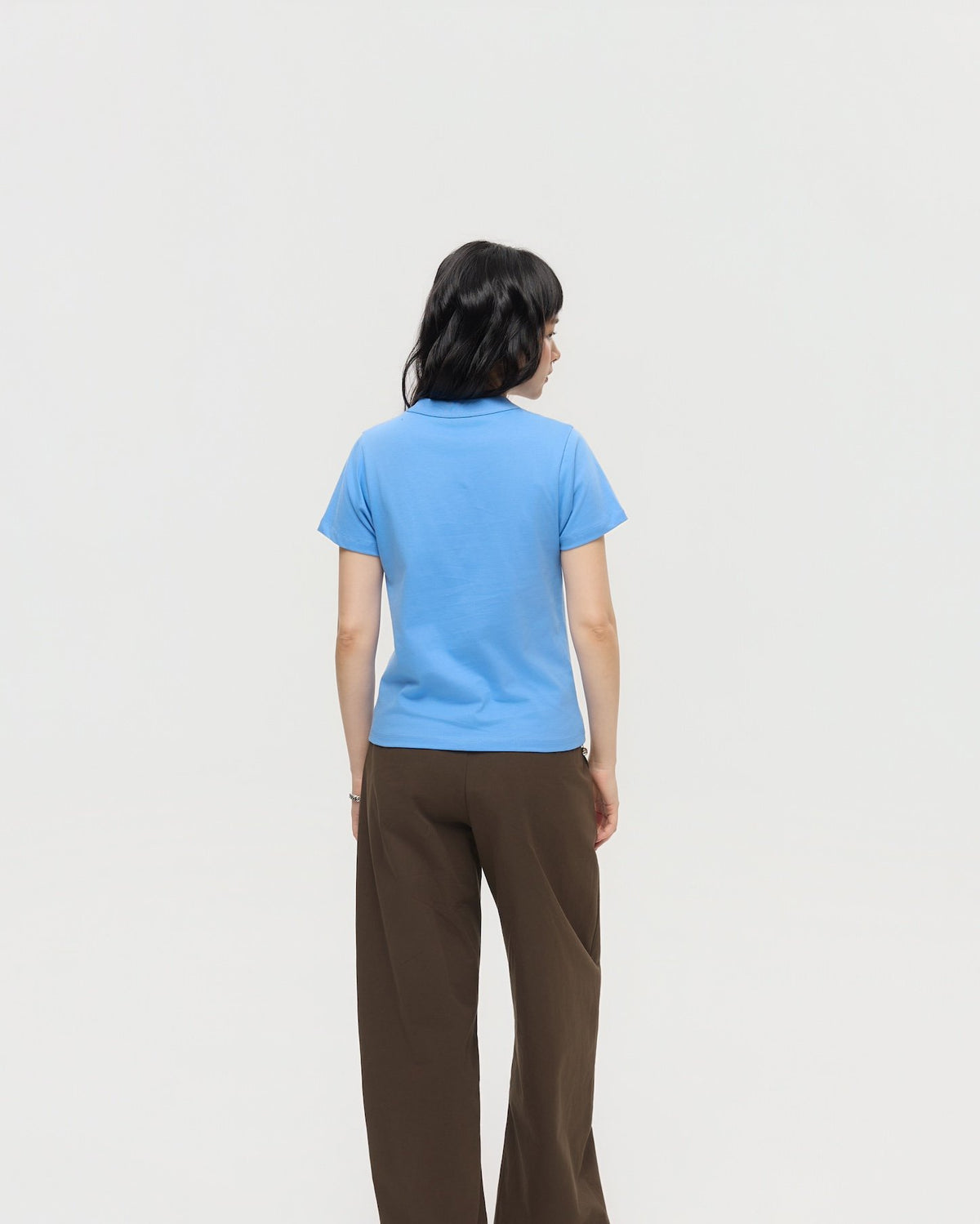 3EIGHTH | Mock Neck Tee in Azure Blue