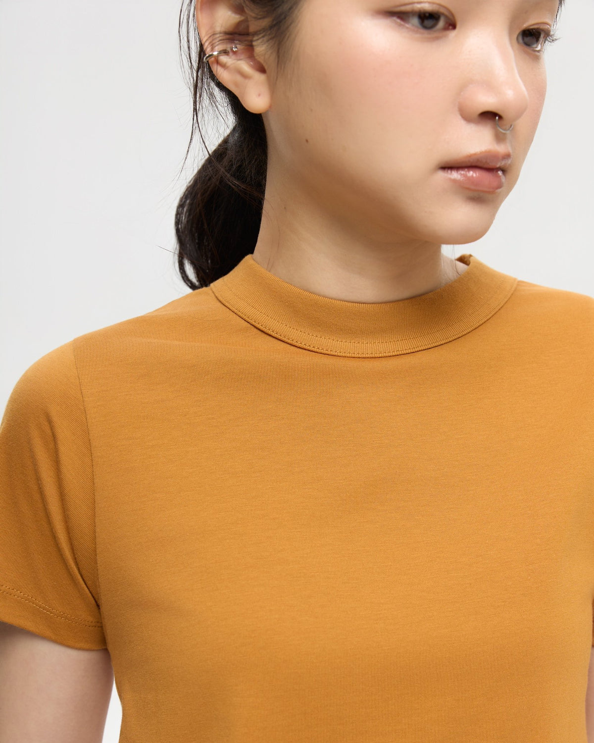3EIGHTH | Mock Neck Tee in Caramel