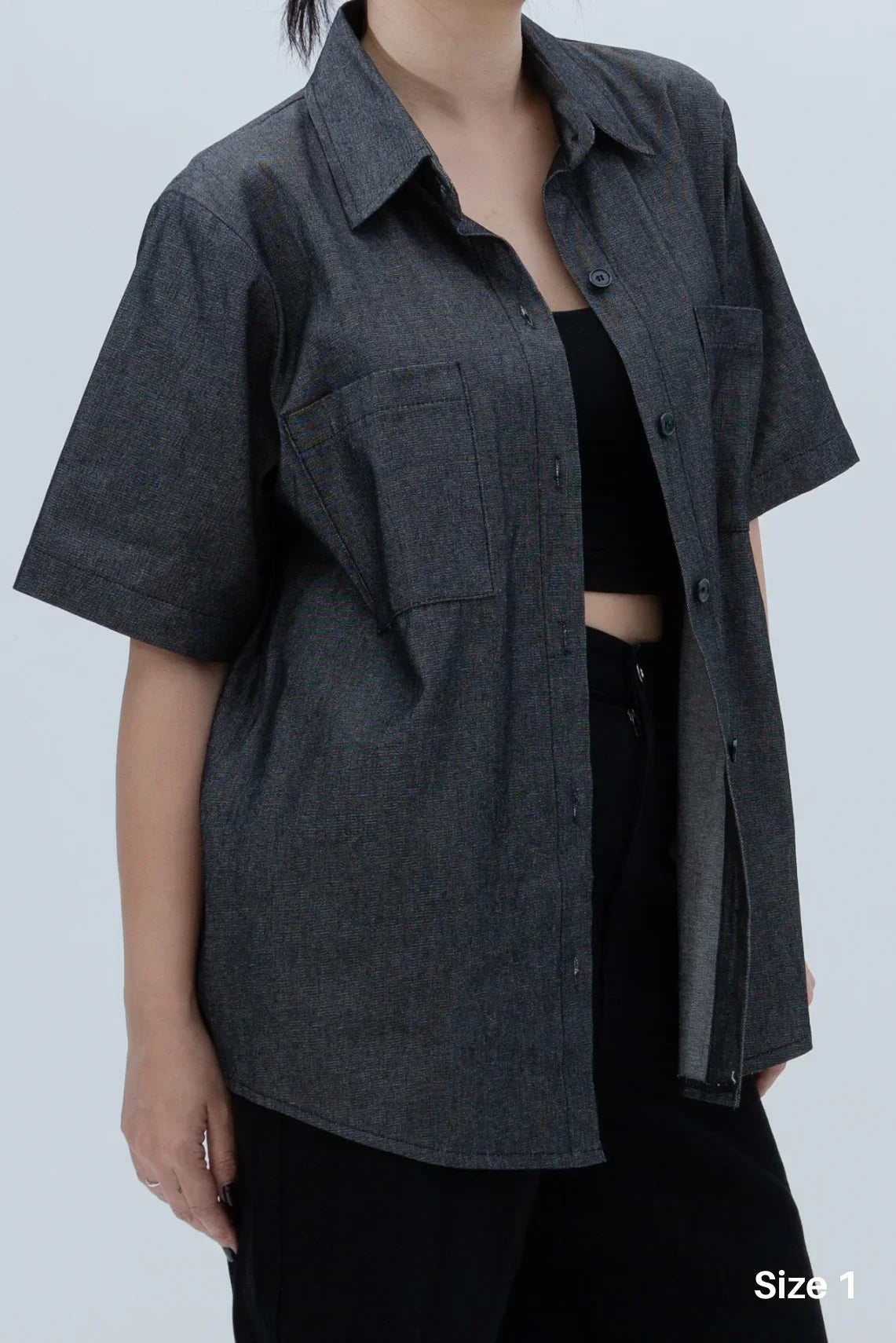 SAERO COLLECTIVE | Denim Short Sleeve Shirt | Black