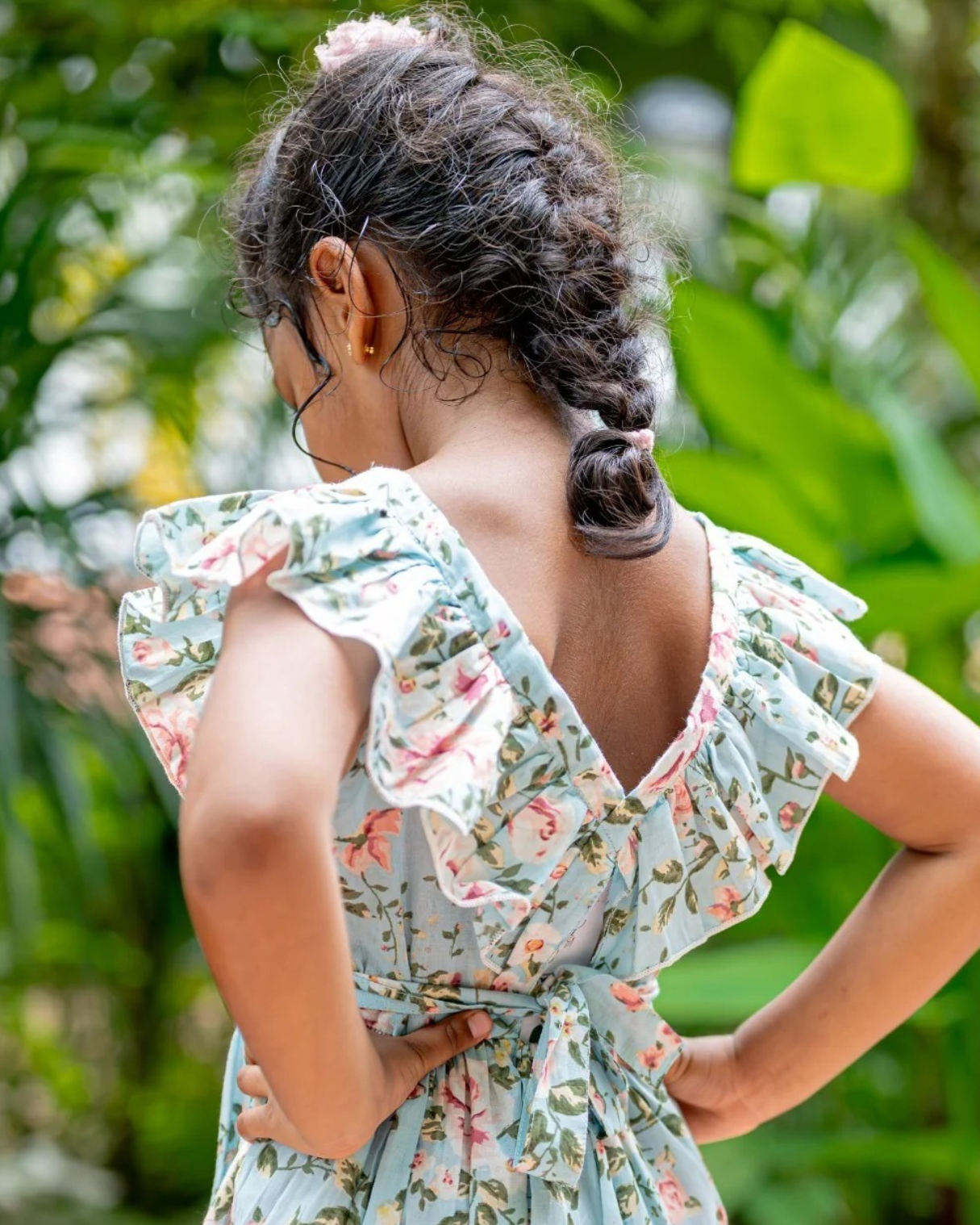 NIMBU | Anna Blue Girls Frilly Frock in Cotton