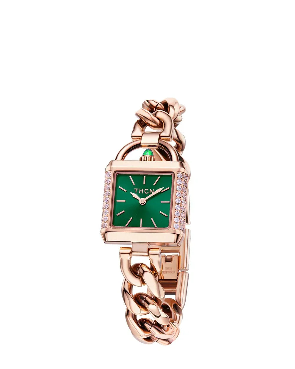 BLACK BY BLUE BRAVE | THCN C· II Green Sunray Dial Rose Gold Chain-Link Watch