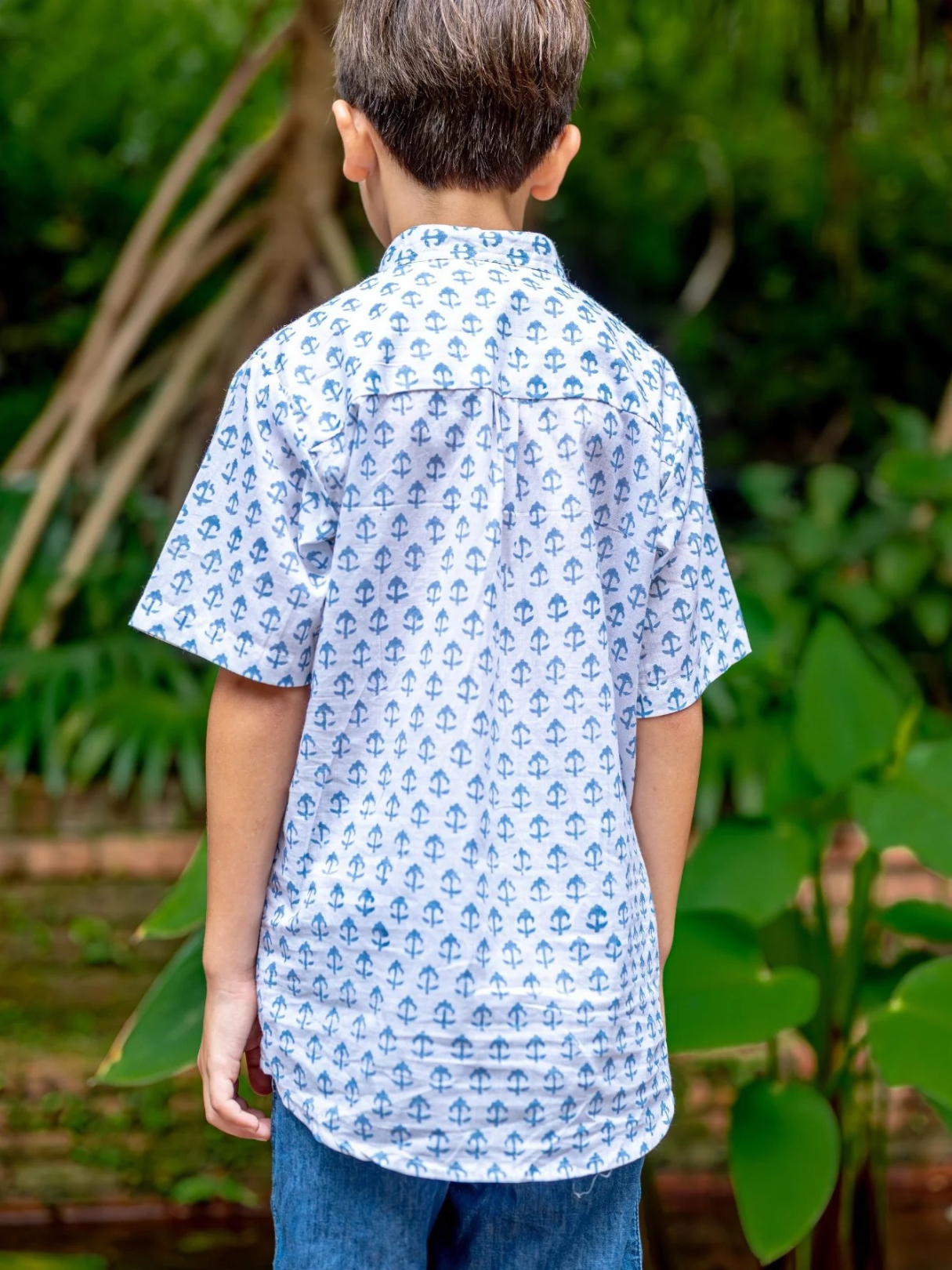 NIMBU | Sasha White Anchor Kids Shirts in Cotton