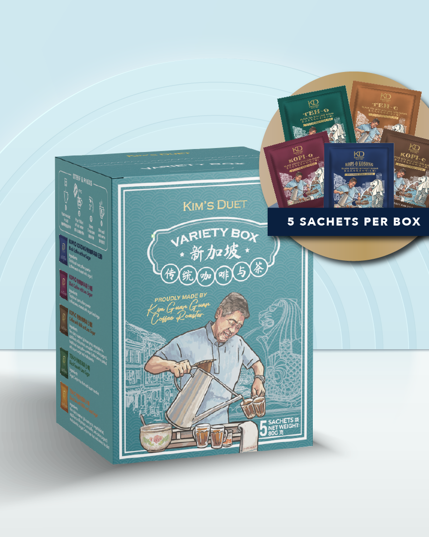 KIM'S DUET | Singapore Traditional Coffee & Tea Variety Pack (5 Sachets)