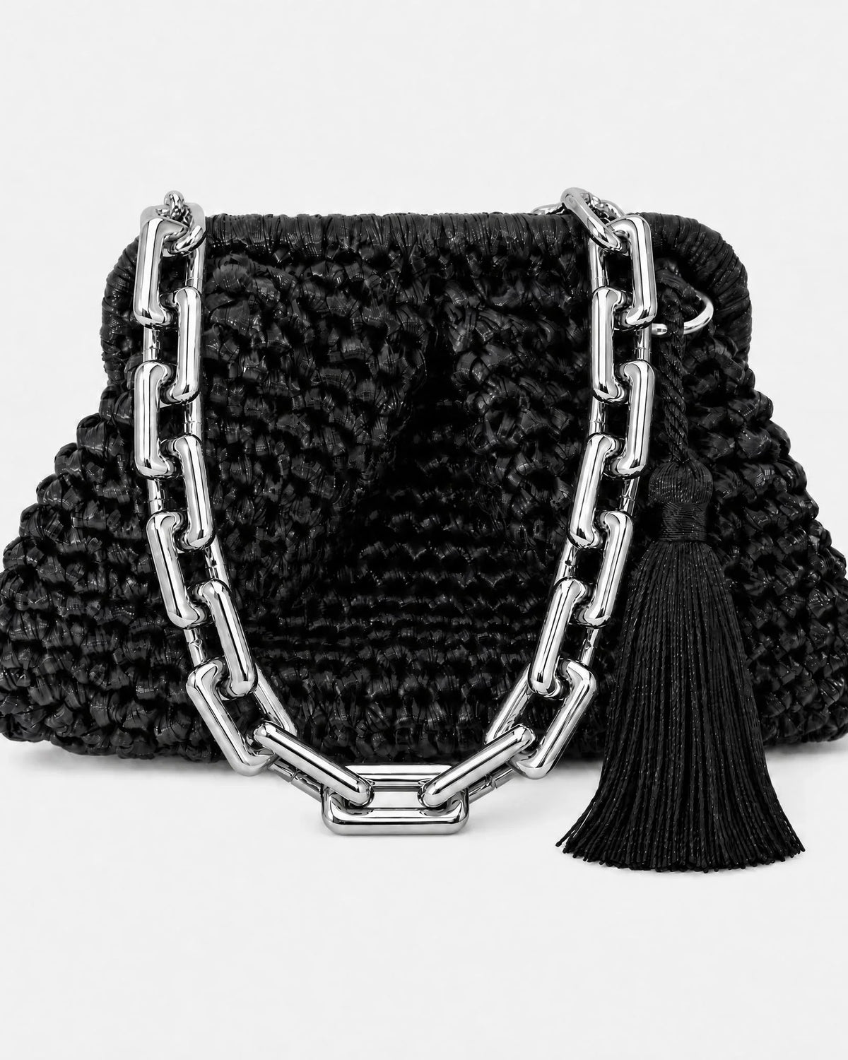 DESTI SAINT | Metallic Weave Clutch | Black
