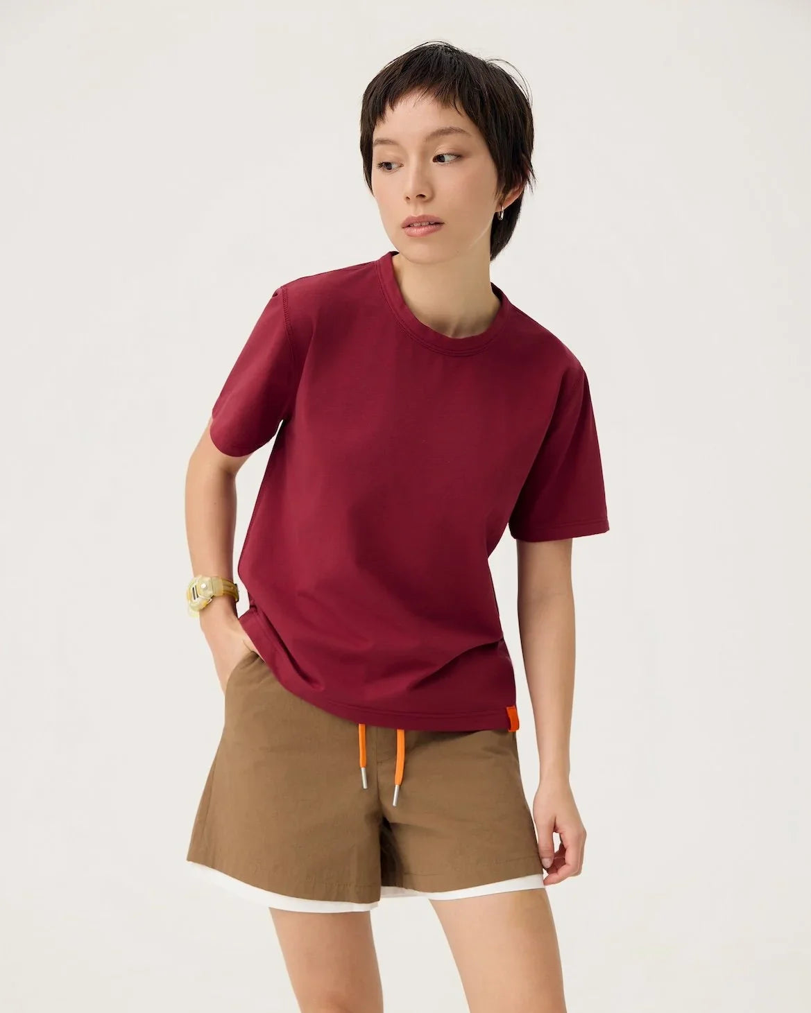 3EIGHTH | Everyday Reversible Tee in Burgundy & Sappanwood