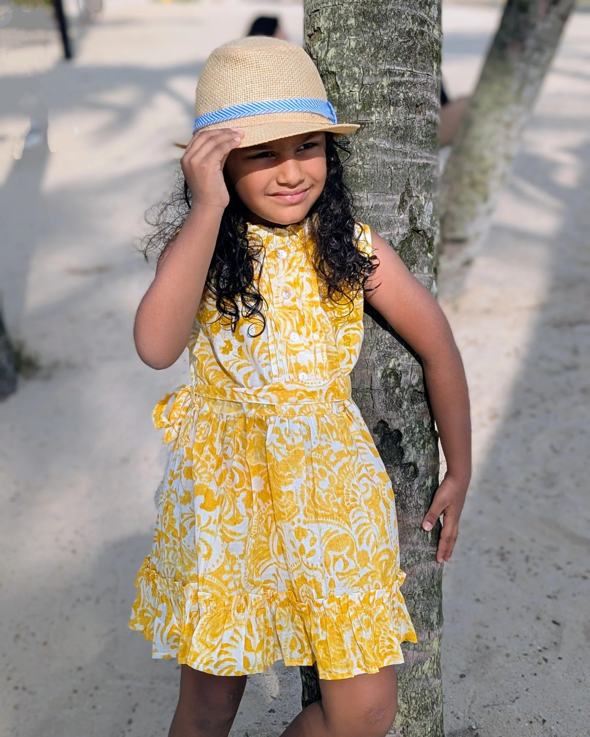 NIMBU | Kyra Girls Pintuck Dress in Nimbu Yellow
