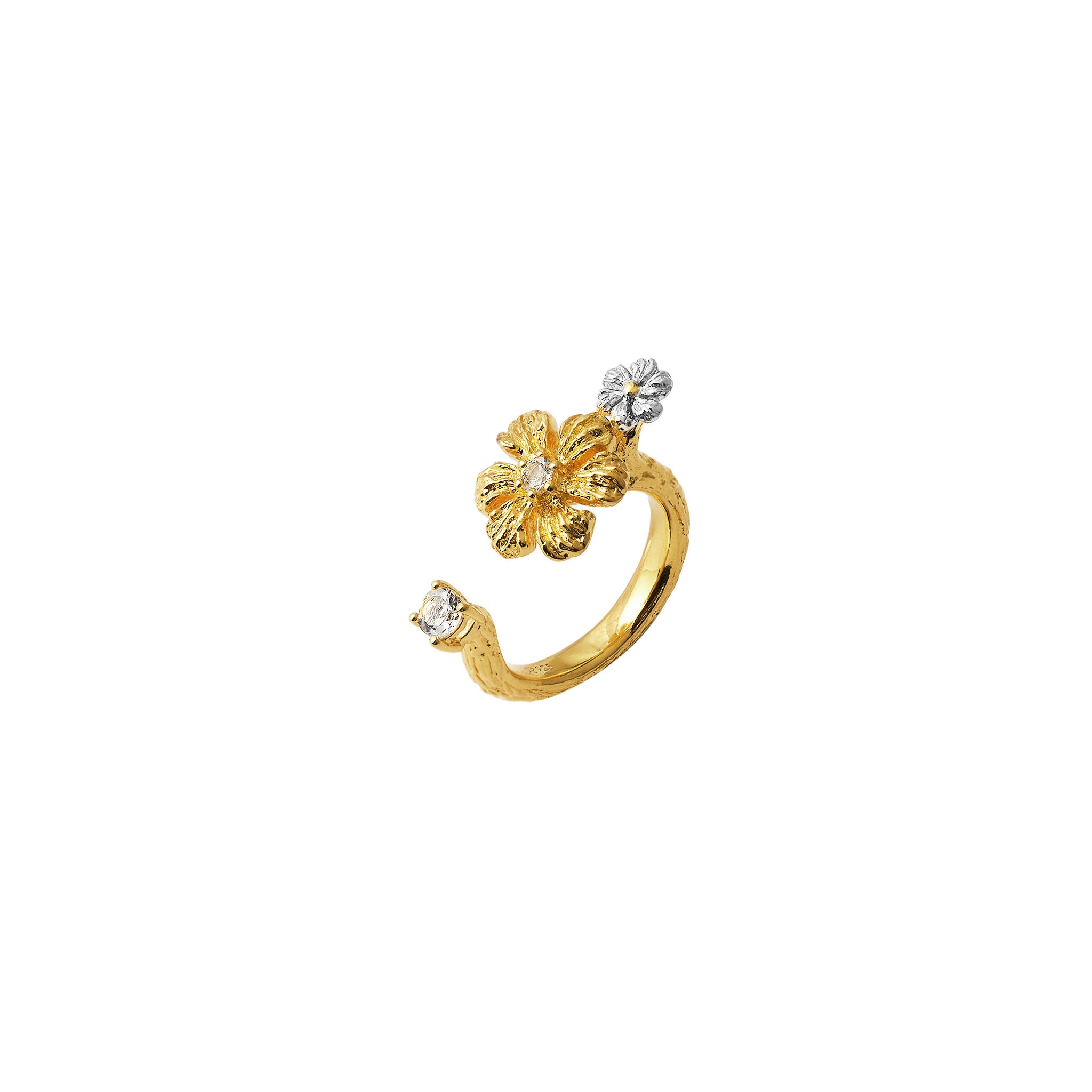 RISIS | Enchanted Jasmine Ring in Gold and Palladium with White Topaz