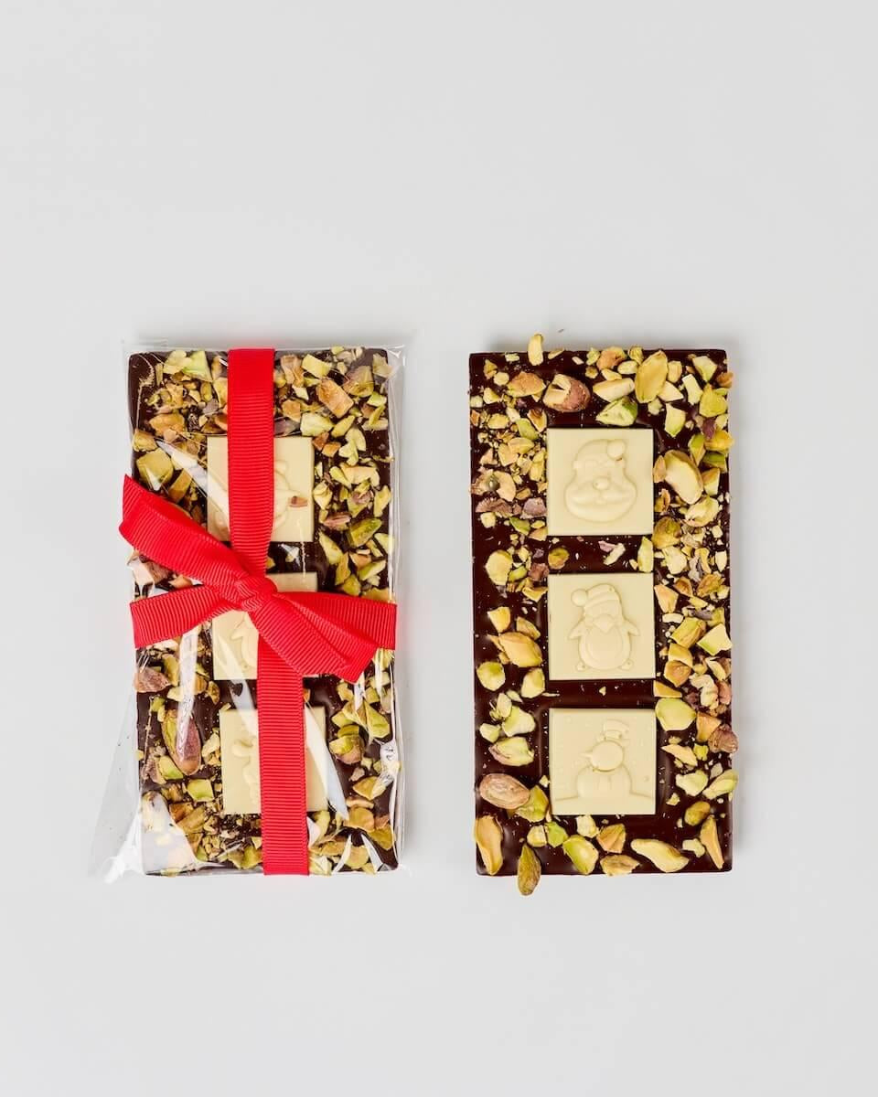 ANJALICHOCOLAT | Christmas Dark Chocolate Bar With Pistachios