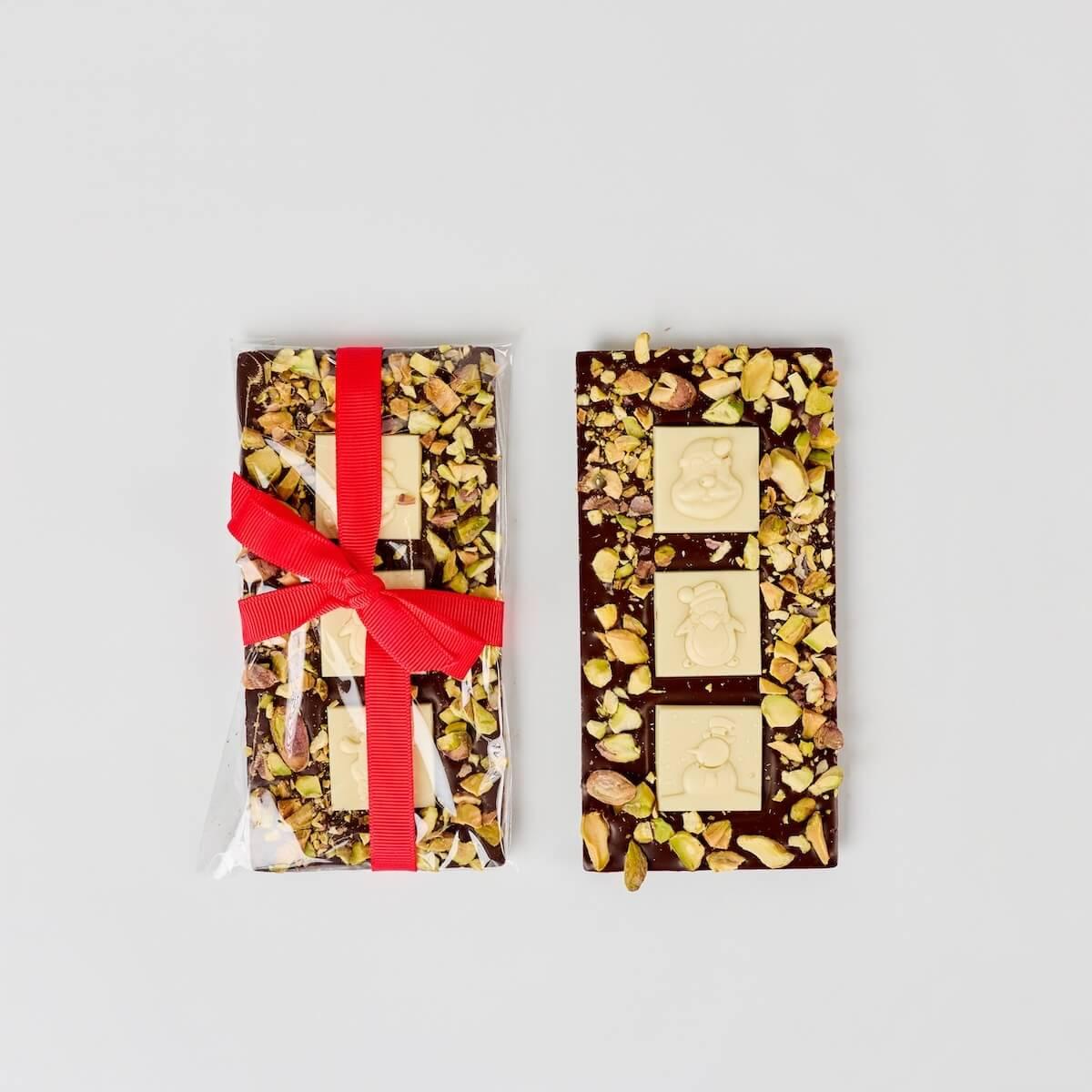 ANJALICHOCOLAT | Christmas Dark Chocolate Bar With Pistachios